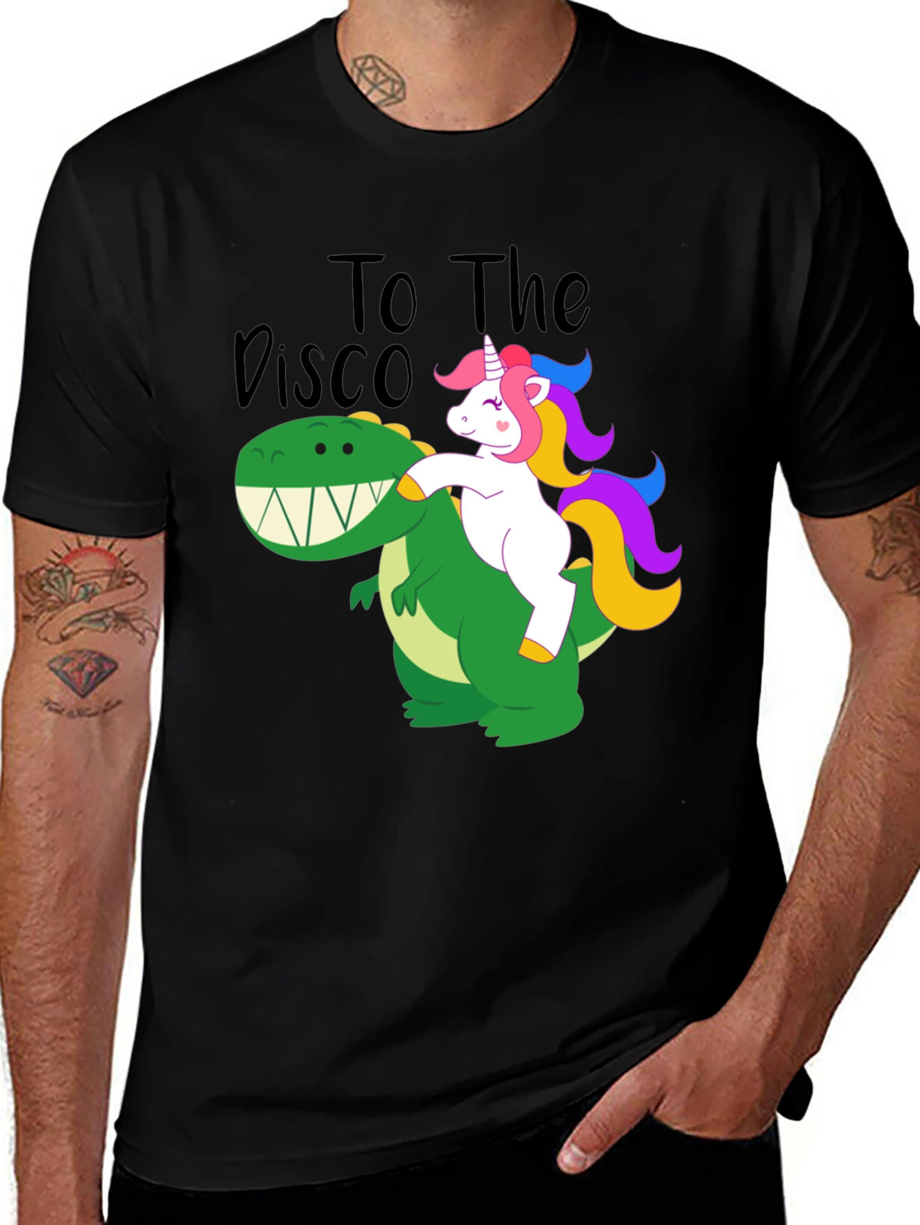 Variant 28 of Unicorn Riding Dinosaur T-Shirt - To The Disco Funny Tee