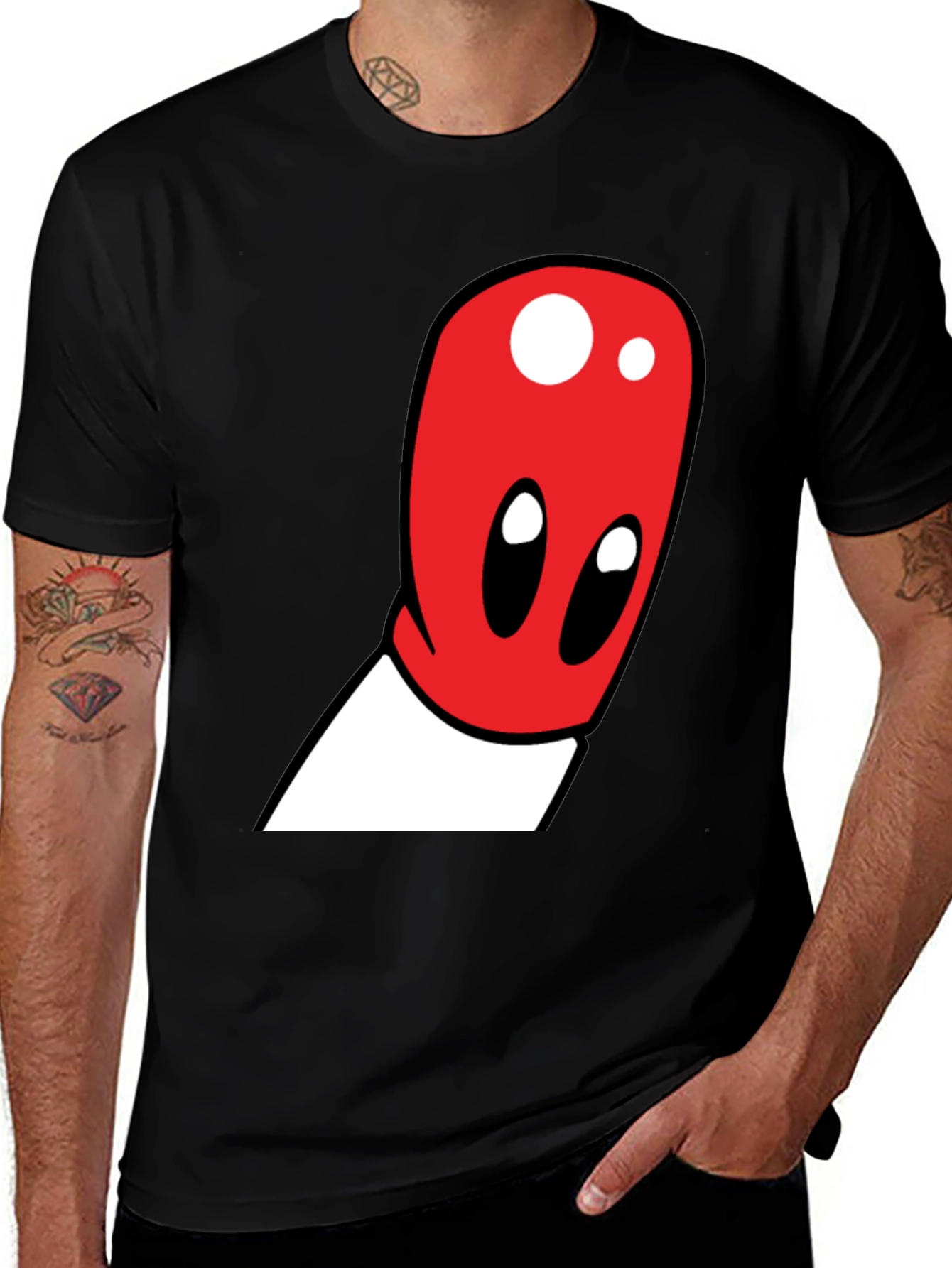 Variant 16 of Cartoon Character Graphic Tee - Black