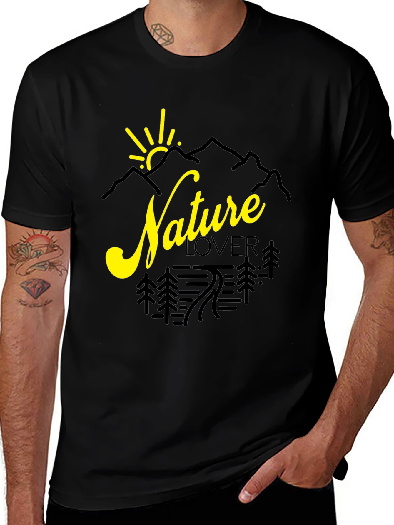 Variant 29 of Nature Lover Graphic Tee - Black Cotton Shirt