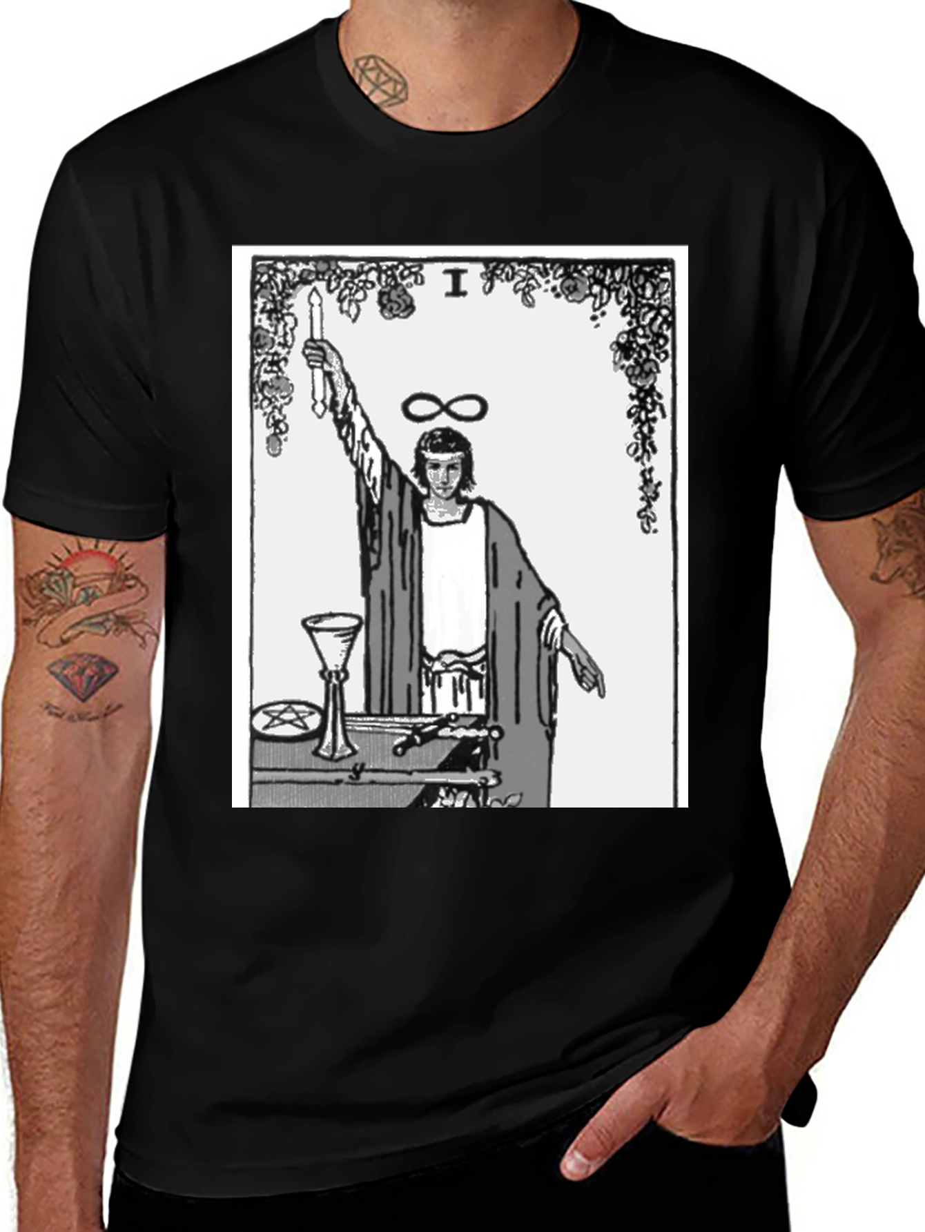 Variant 24 of Magician Tarot Card Graphic T-Shirt - Black