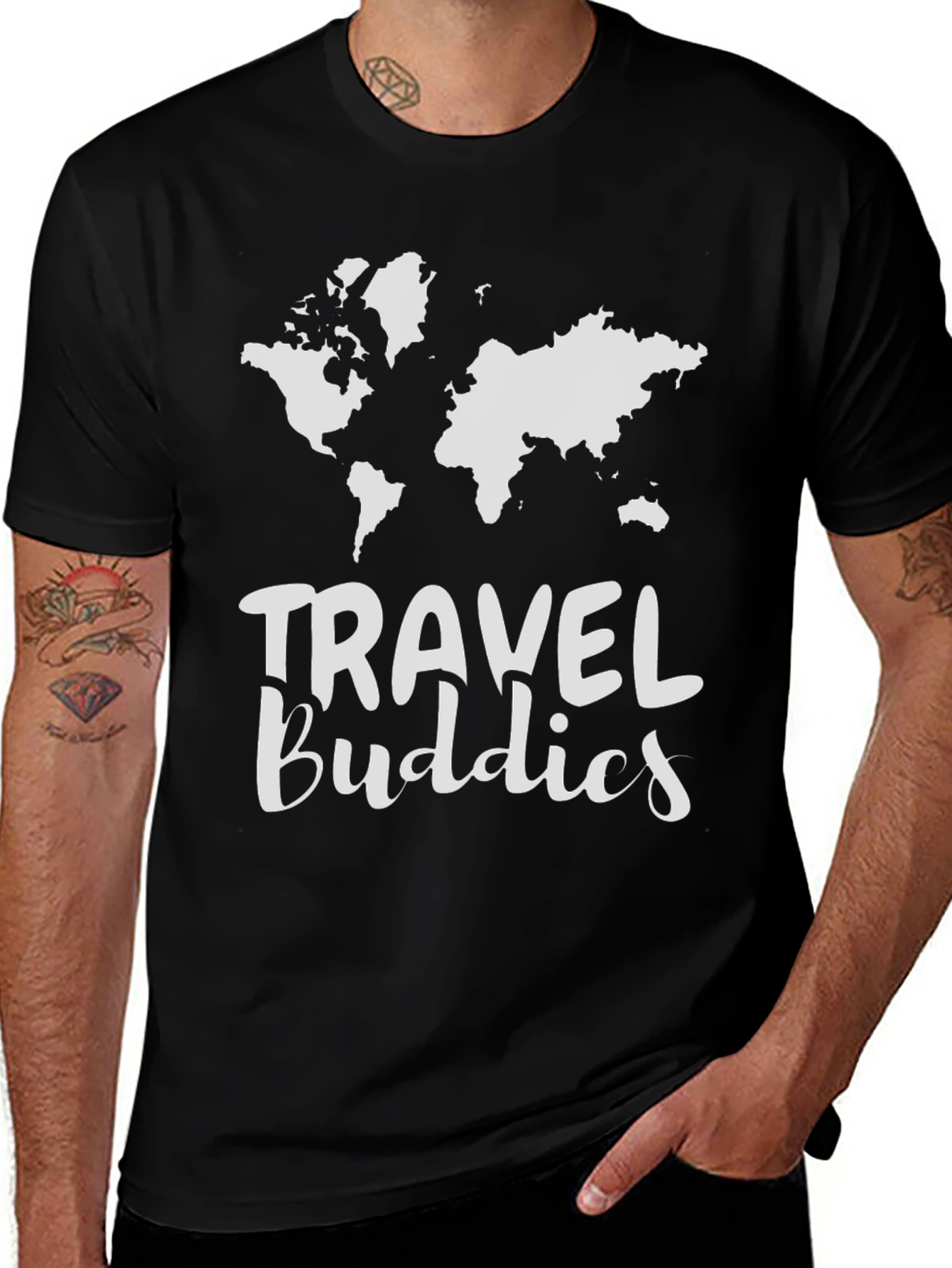 Variant 16 of Travel Buddies Black Graphic T-Shirt