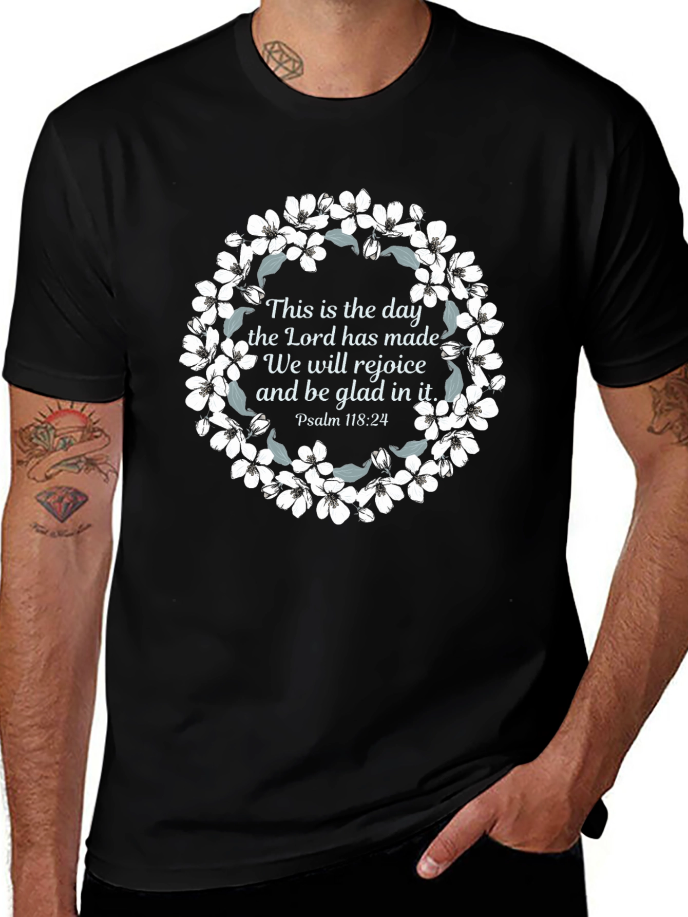 Variant 26 of Faith-Inspired Floral Wreath T-Shirt
