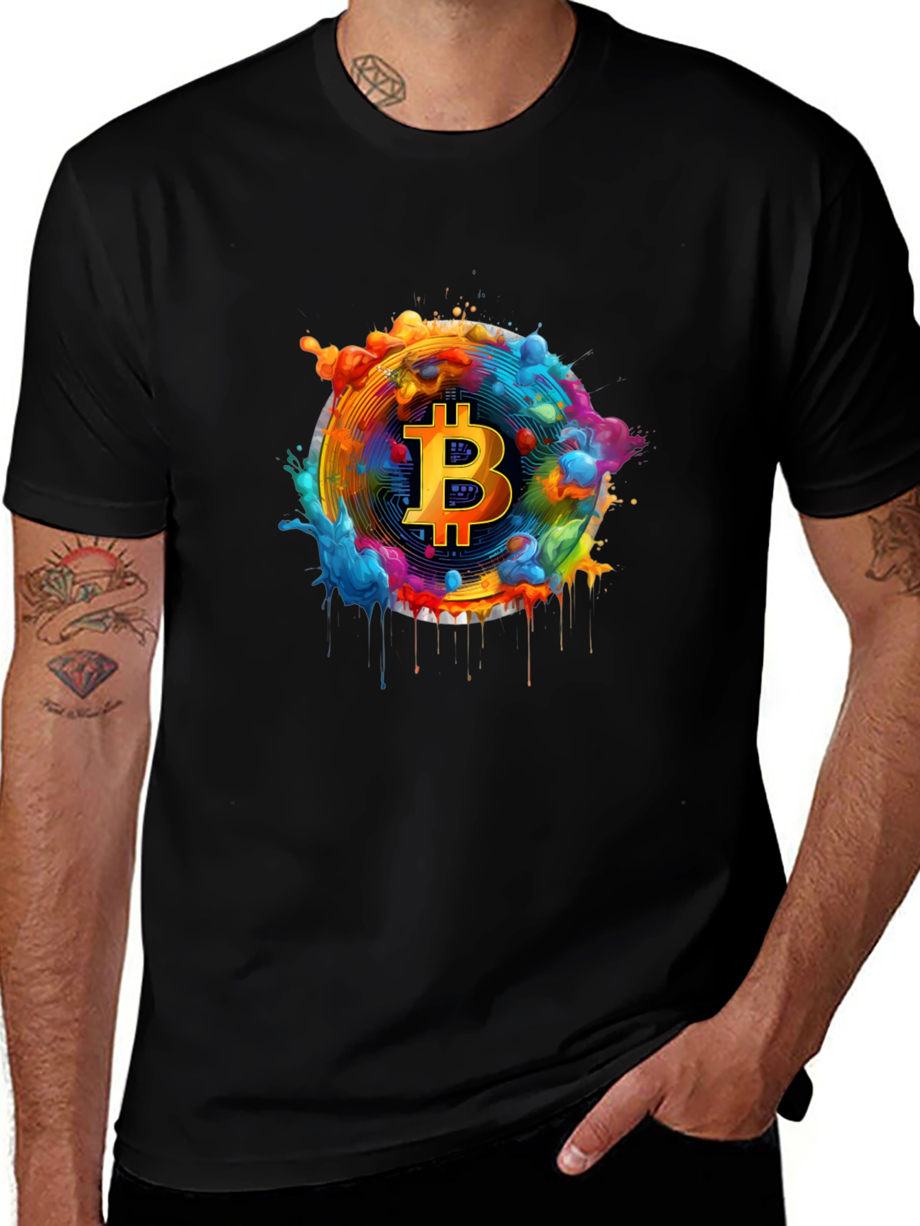 Bitcoin Splash Graphic Tee - Cryptocurrency Shirt