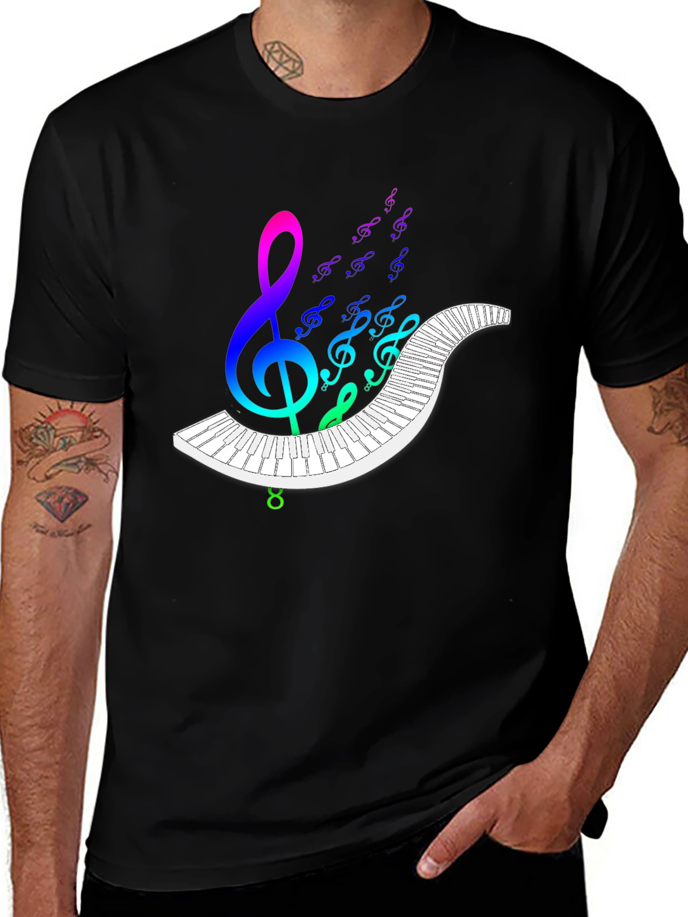 Variant 26 of Rainbow Music Notes Piano Graphic Tee