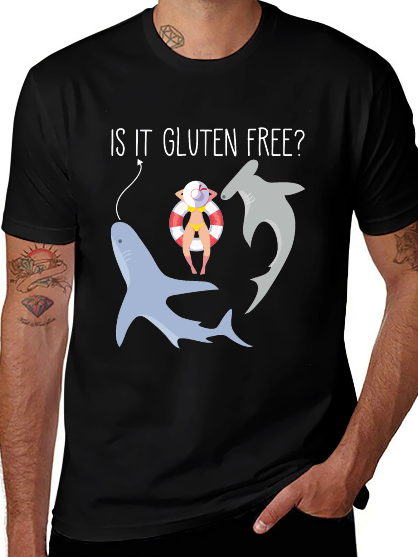Variant 22 of Is It Gluten Free? Funny Shark T-Shirt