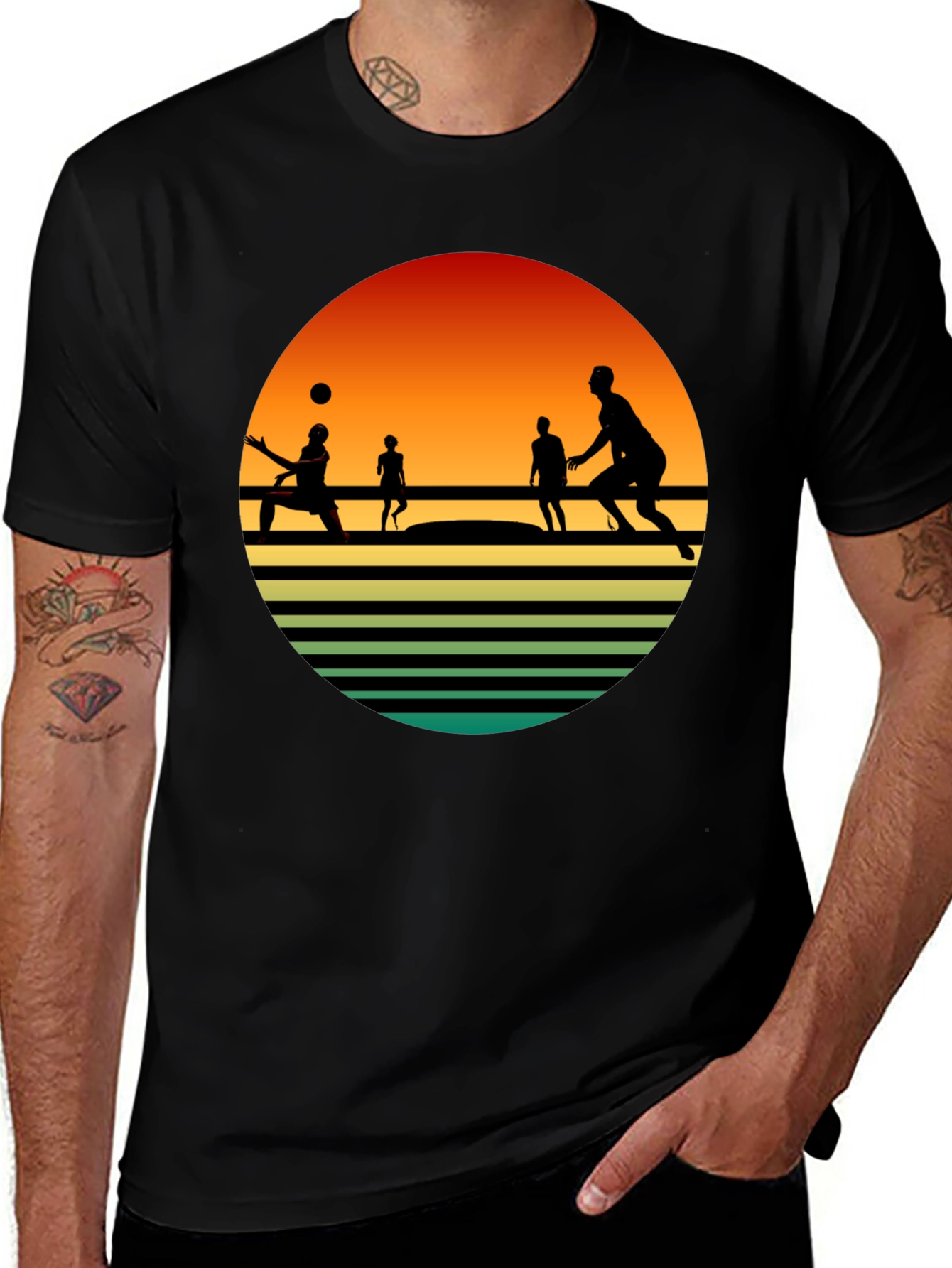 Variant 14 of Retro Sunset Beach Volleyball T-Shirt