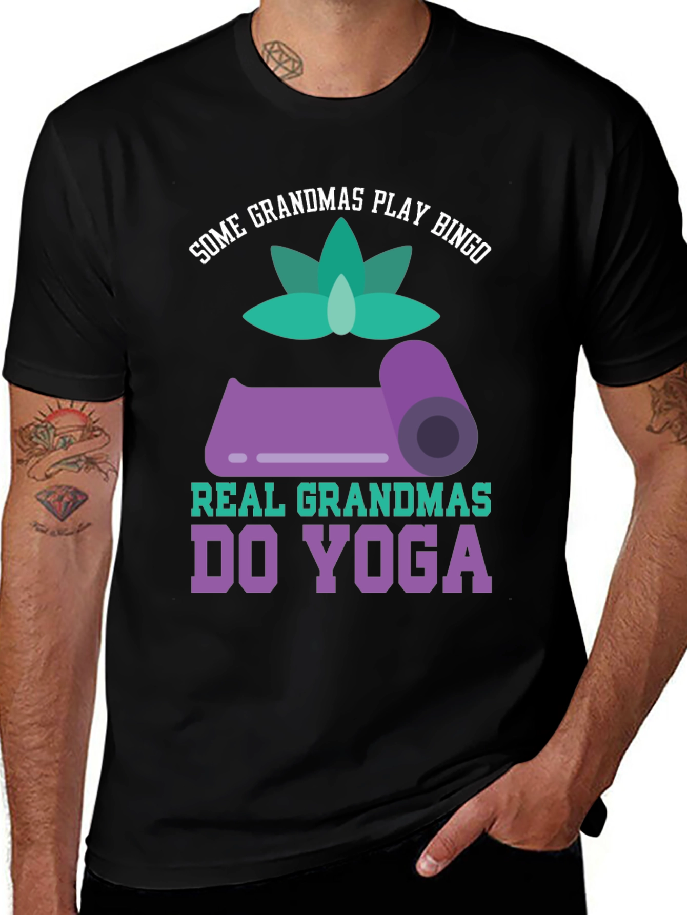 Variant 29 of Grandma Yoga T-Shirt - Bingo vs. Yoga