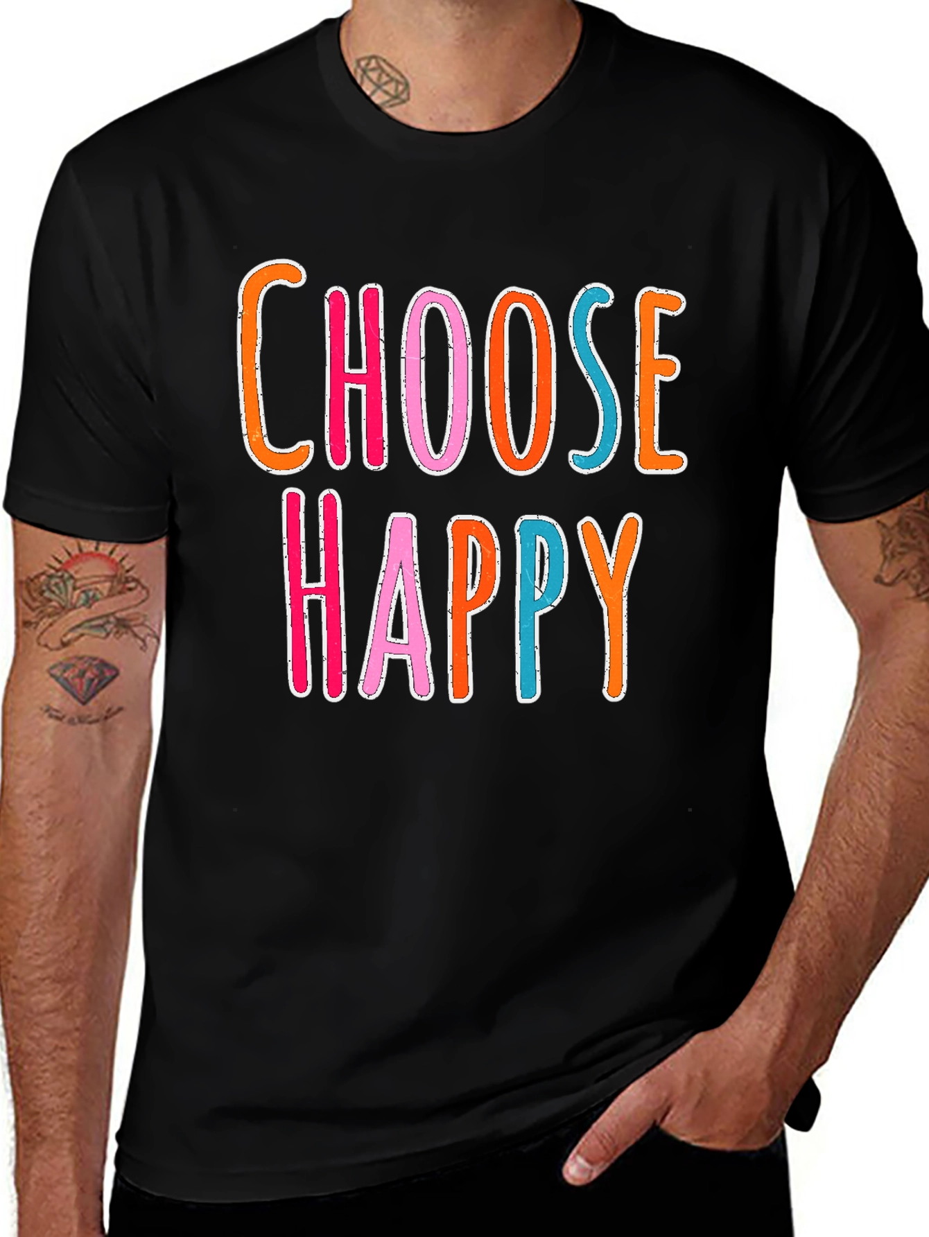 Choose Happy Graphic Tee - Black Casual Shirt