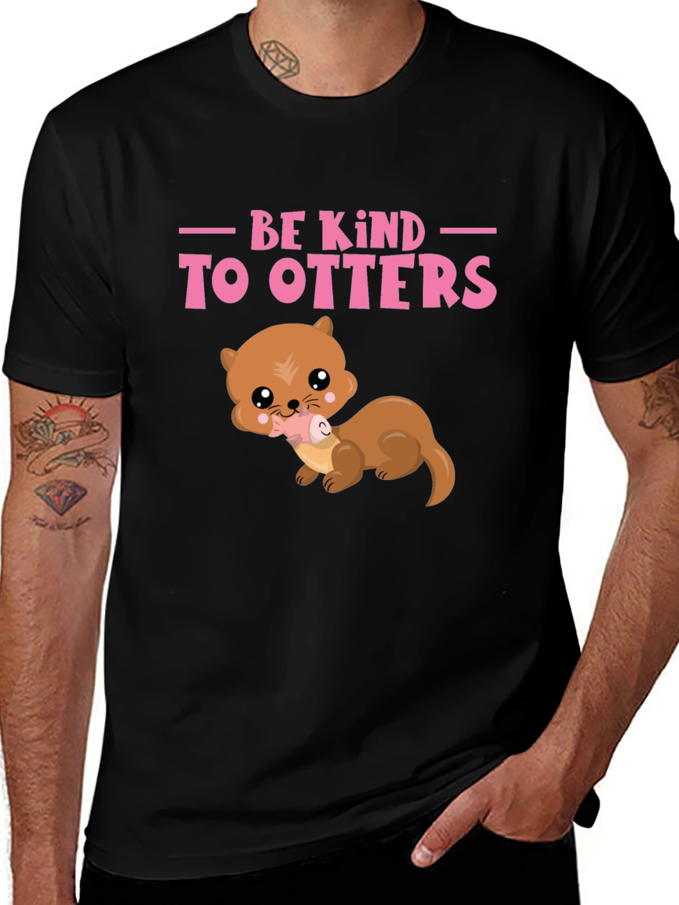 Variant 4 of Be Kind to Otters Black T-Shirt