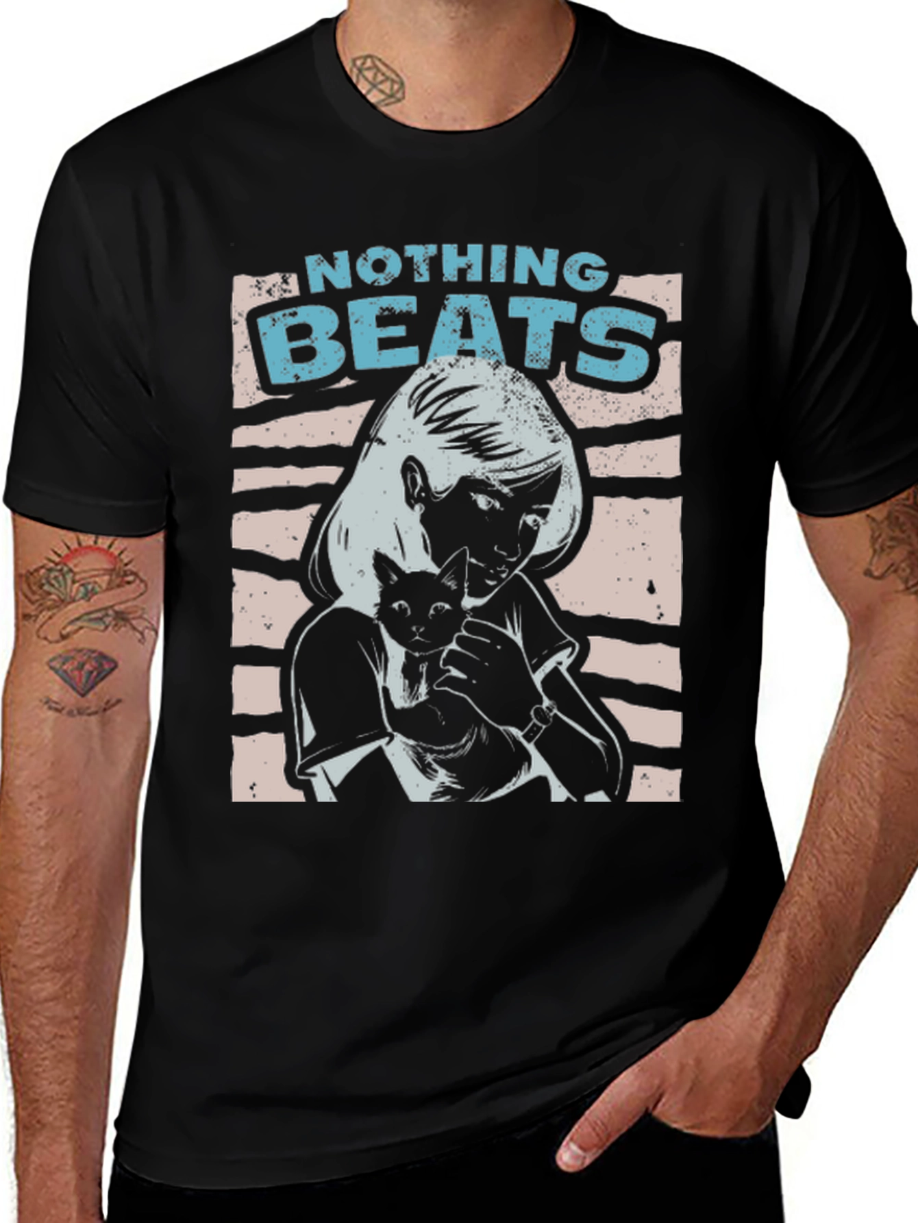 Variant 9 of Nothing Beats Cat Lady T-Shirt - Black Cotton Graphic Tee