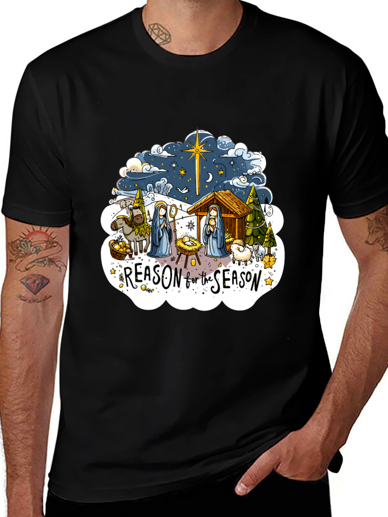 Reason for the Season Graphic Tee - Nativity Scene Shirt