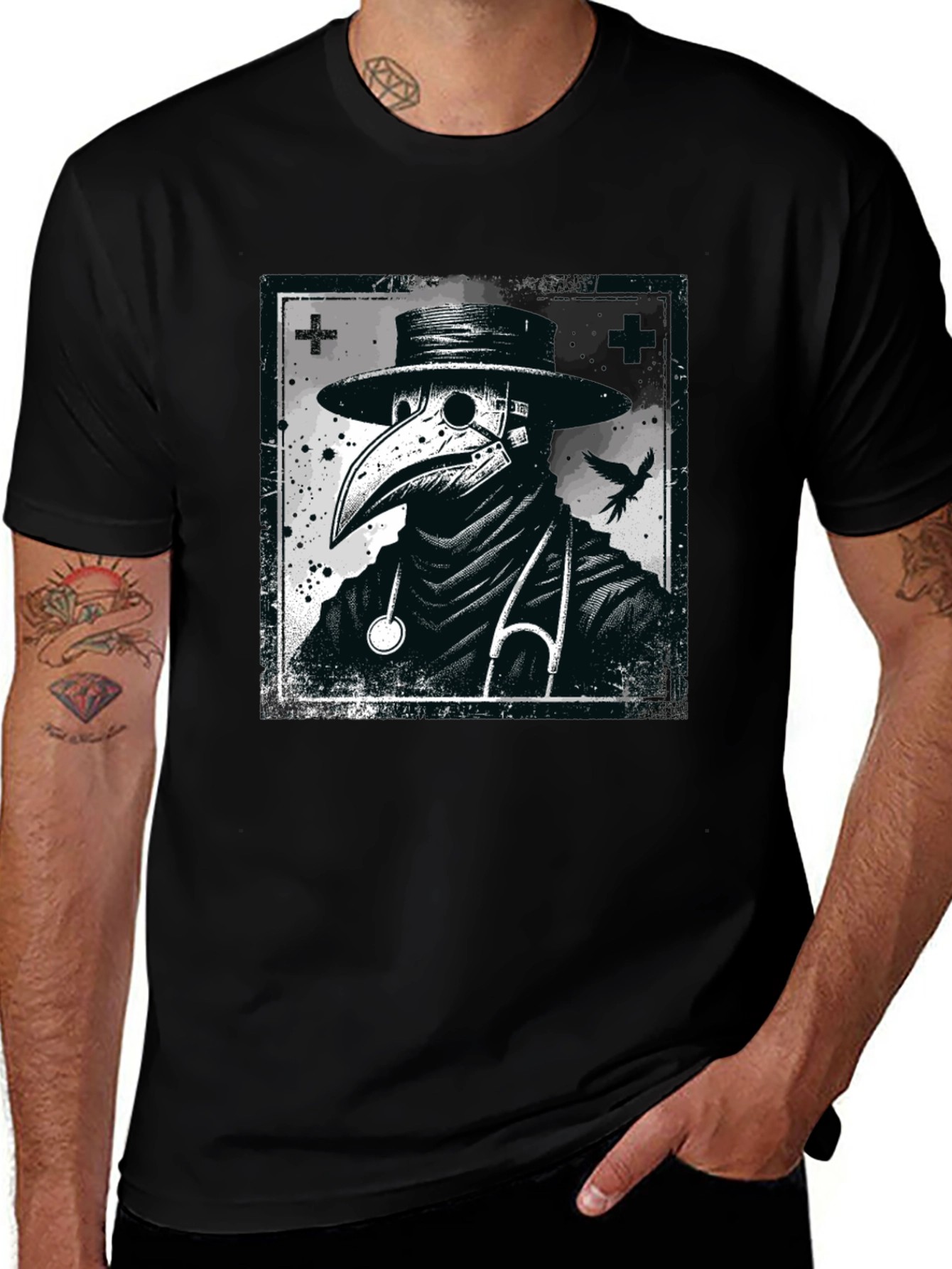 Variant 5 of Plague Doctor Graphic Tee - Unique Design