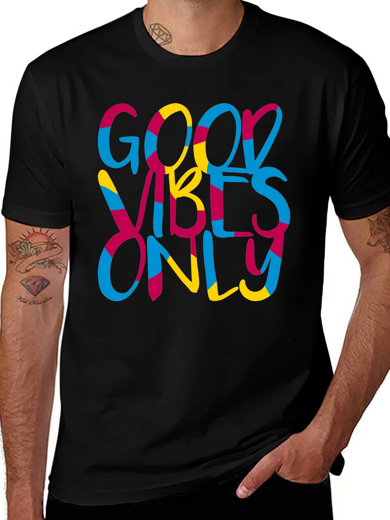Variant 14 of Good Vibes Only Graphic Tee - Black Unisex T-Shirt
