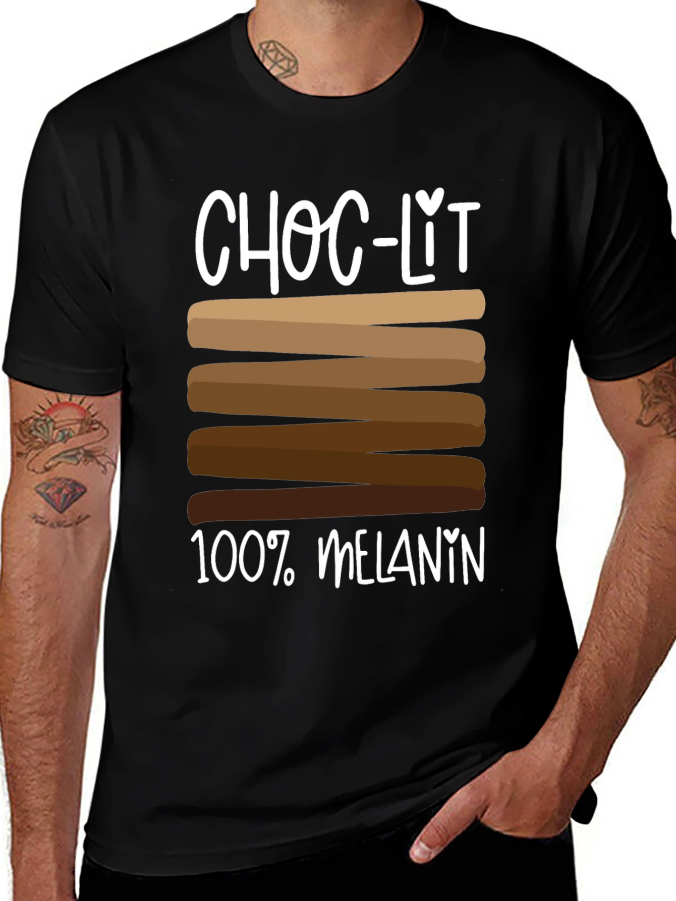 Variant 13 of Choc-Lit 100% Melanin T-Shirt - Black Pride Tee
