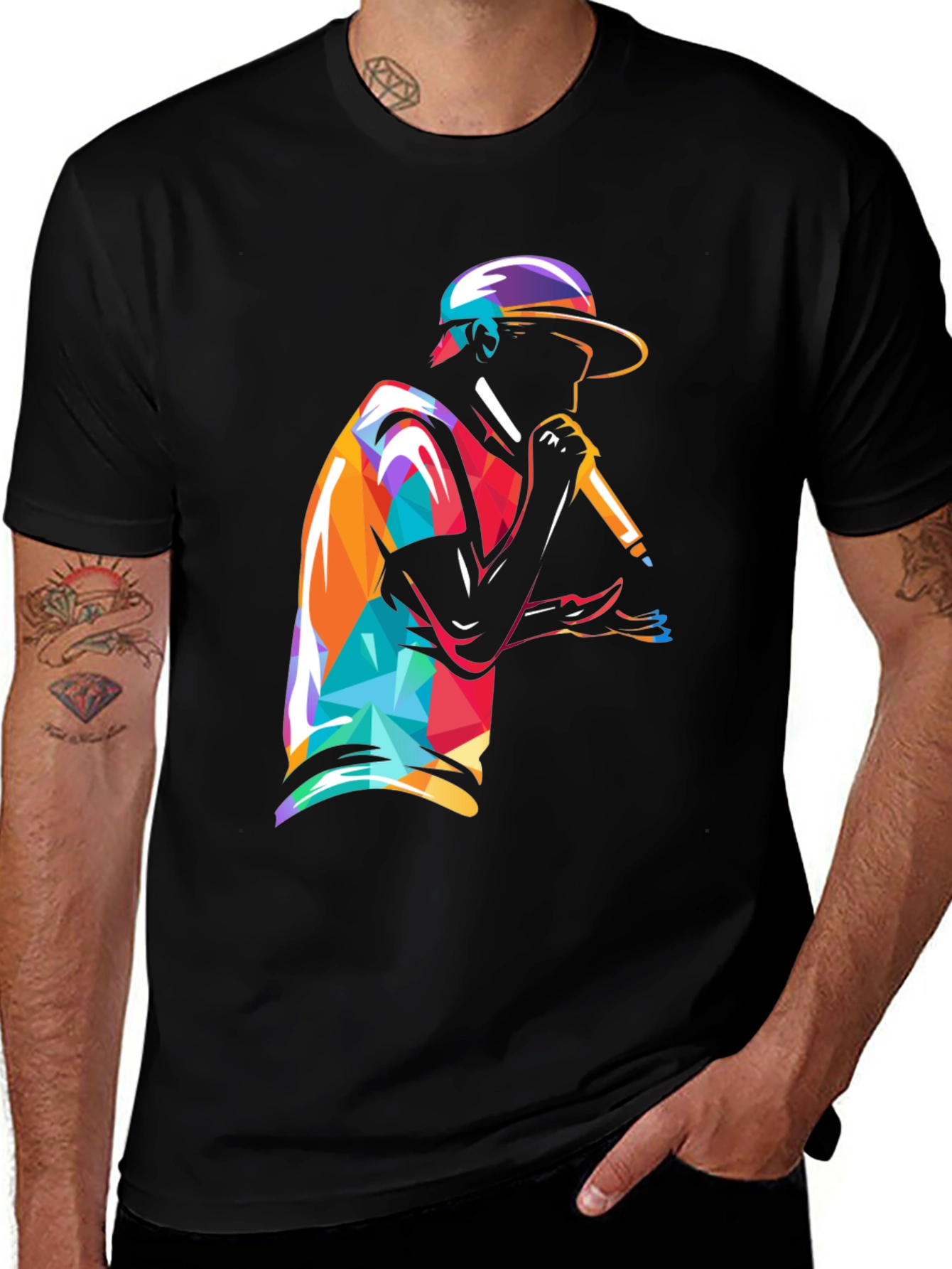 Variant 18 of Geometric Rapper Graphic Tee - Cool Streetwear Style