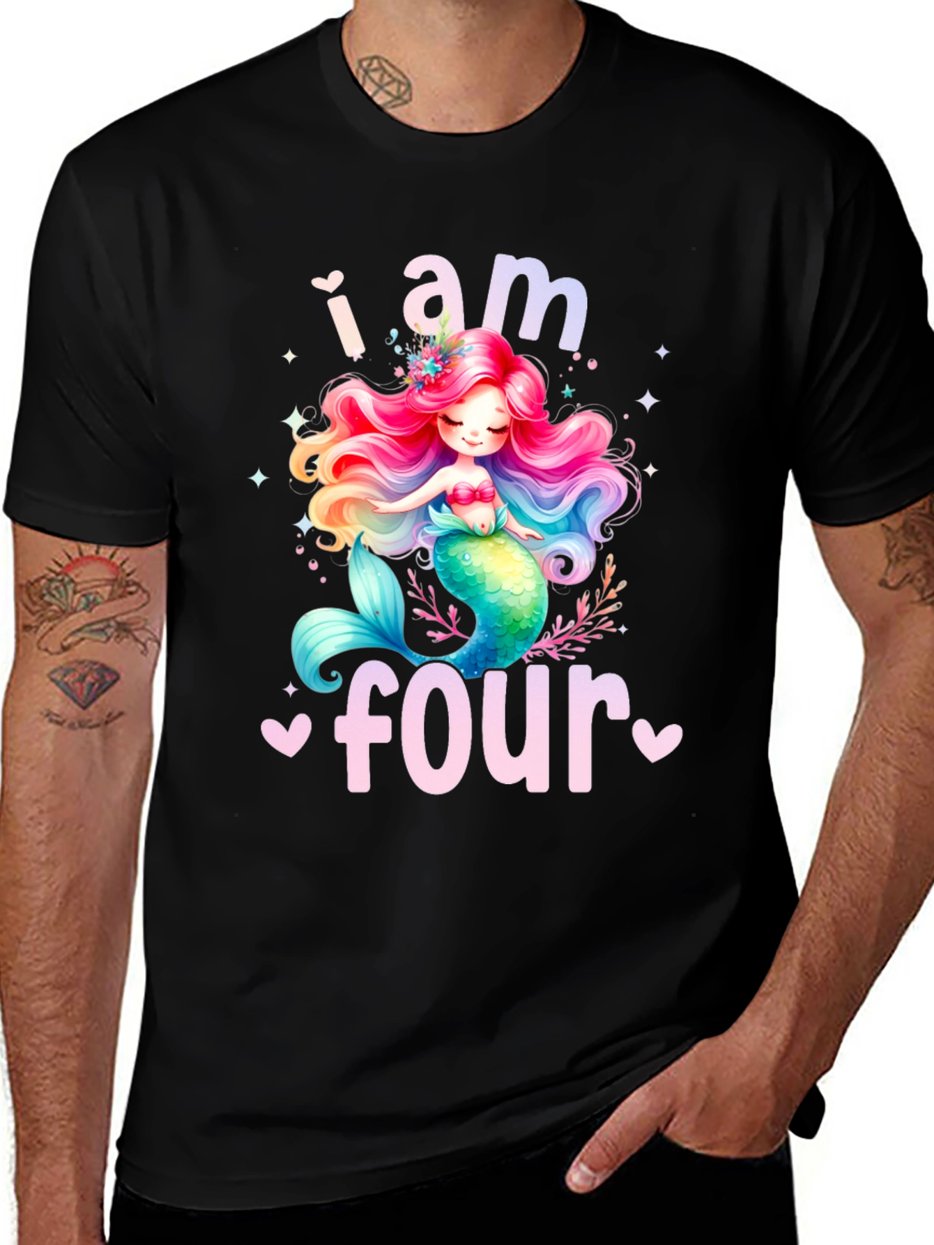 I Am Four Mermaid Birthday T-Shirt