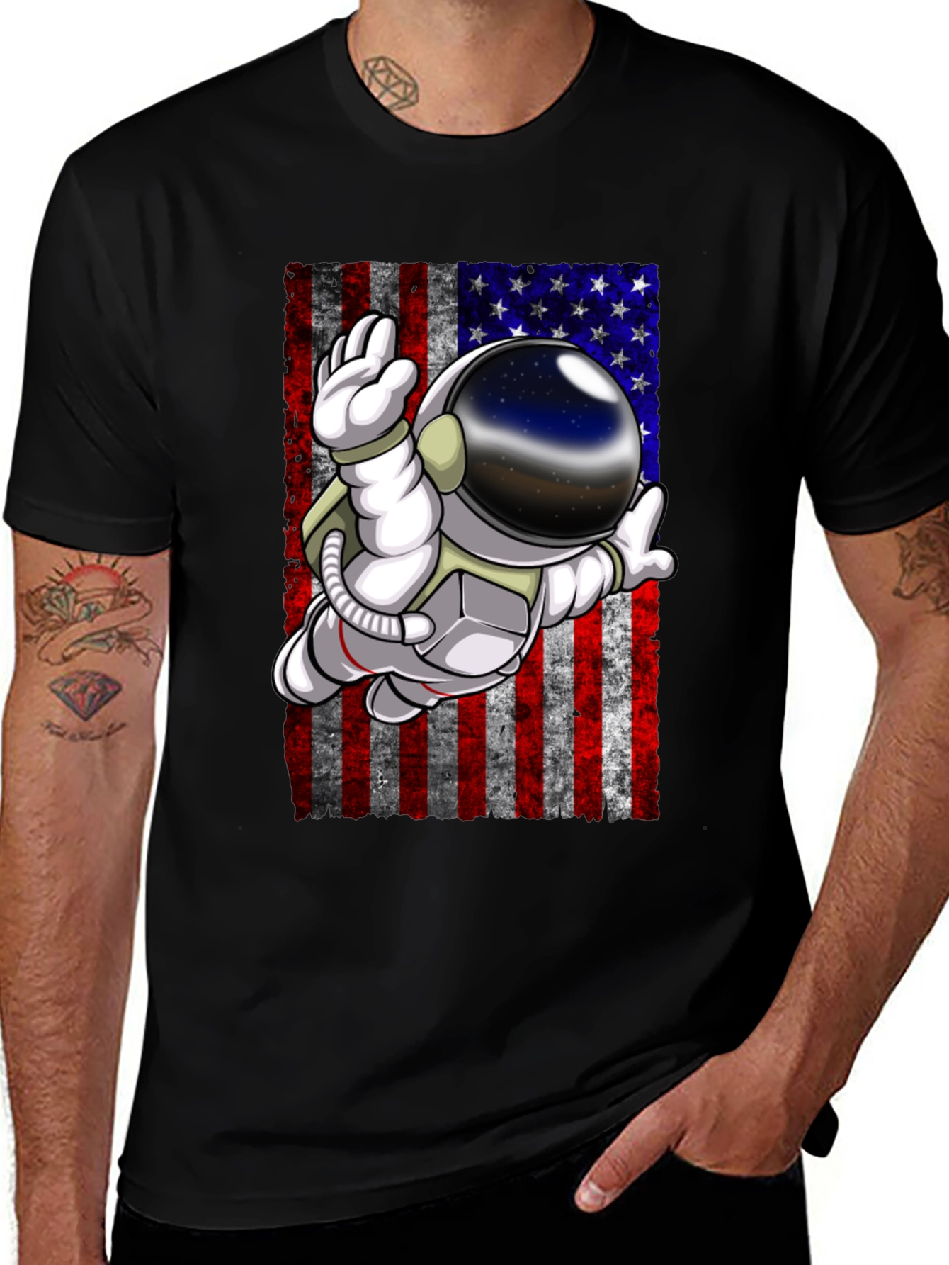 Variant 27 of Astronaut American Flag Graphic T-Shirt
