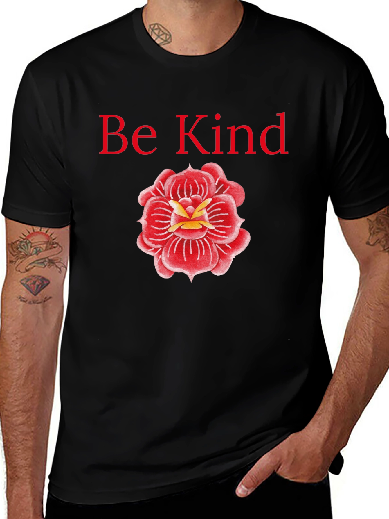 Be Kind Red Flower Graphic T-Shirt