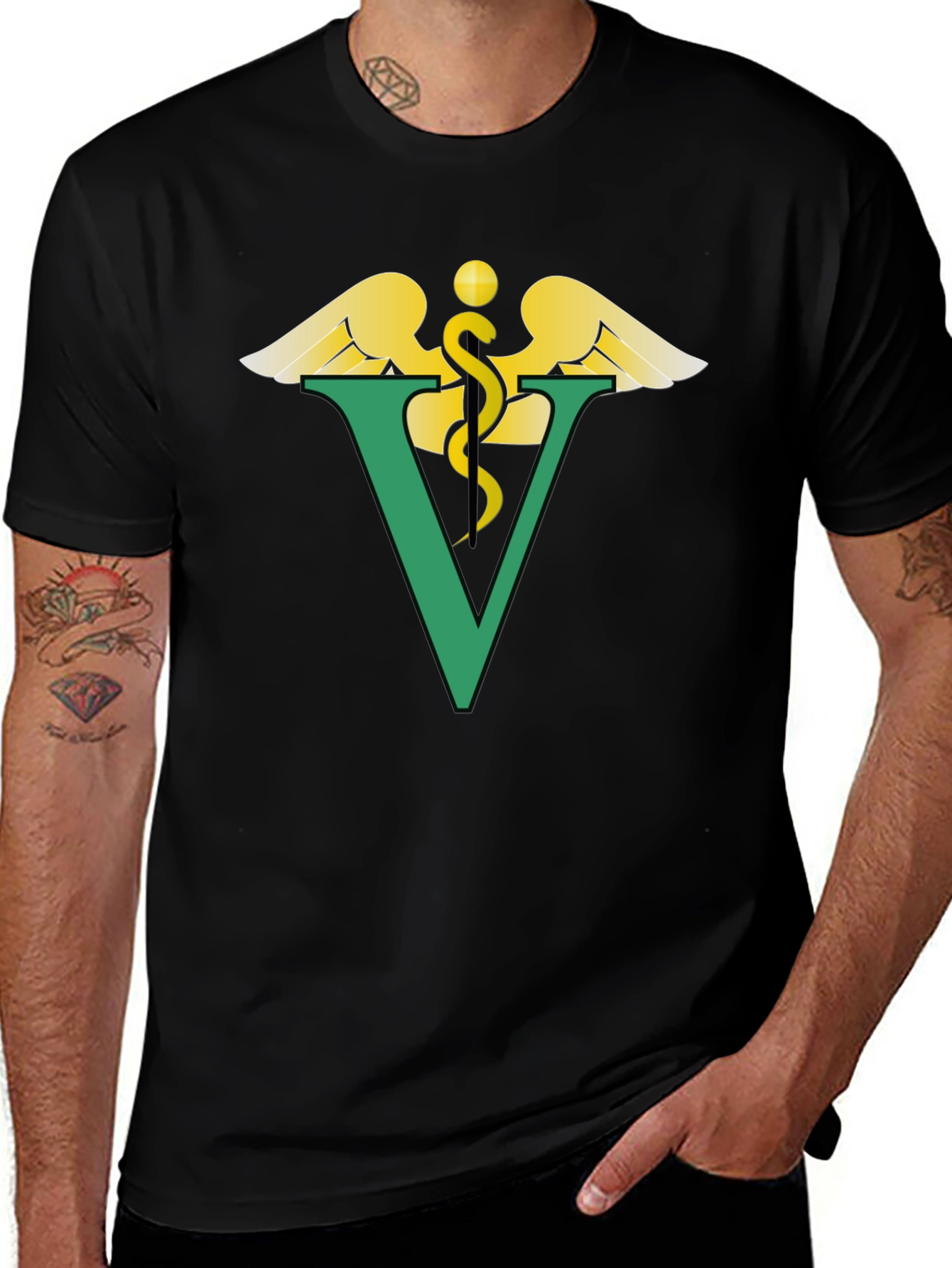 Variant 3 of Vet Caduceus Black T-Shirt