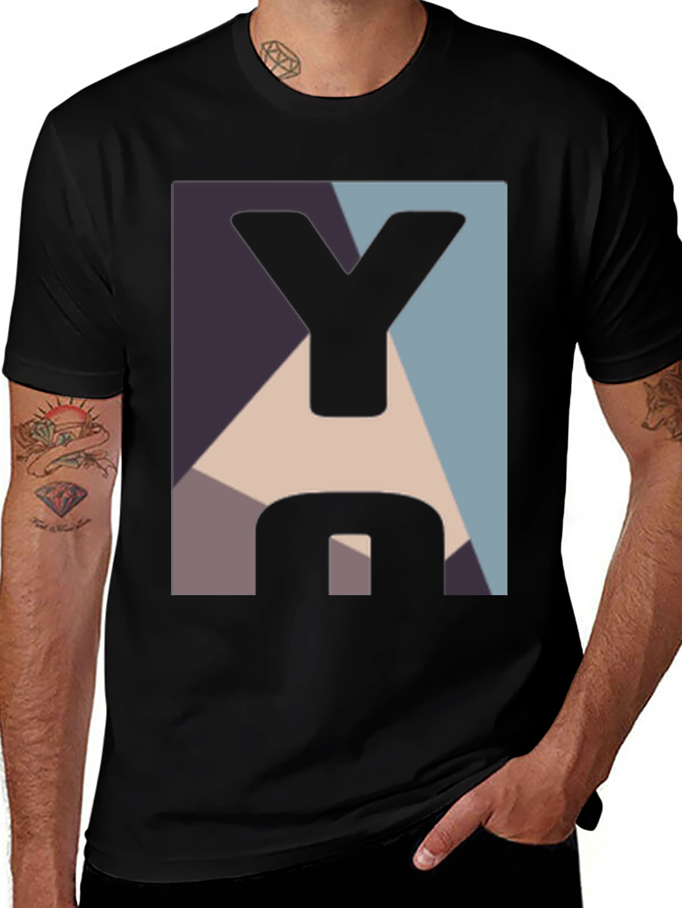 Geometric Y Graphic Black T-Shirt