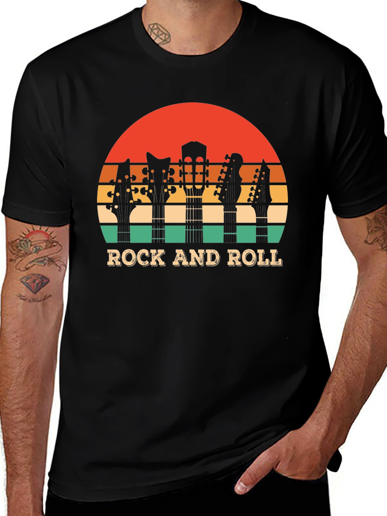 Variant 17 of Rock and Roll Guitar Silhouette Graphic T-Shirt