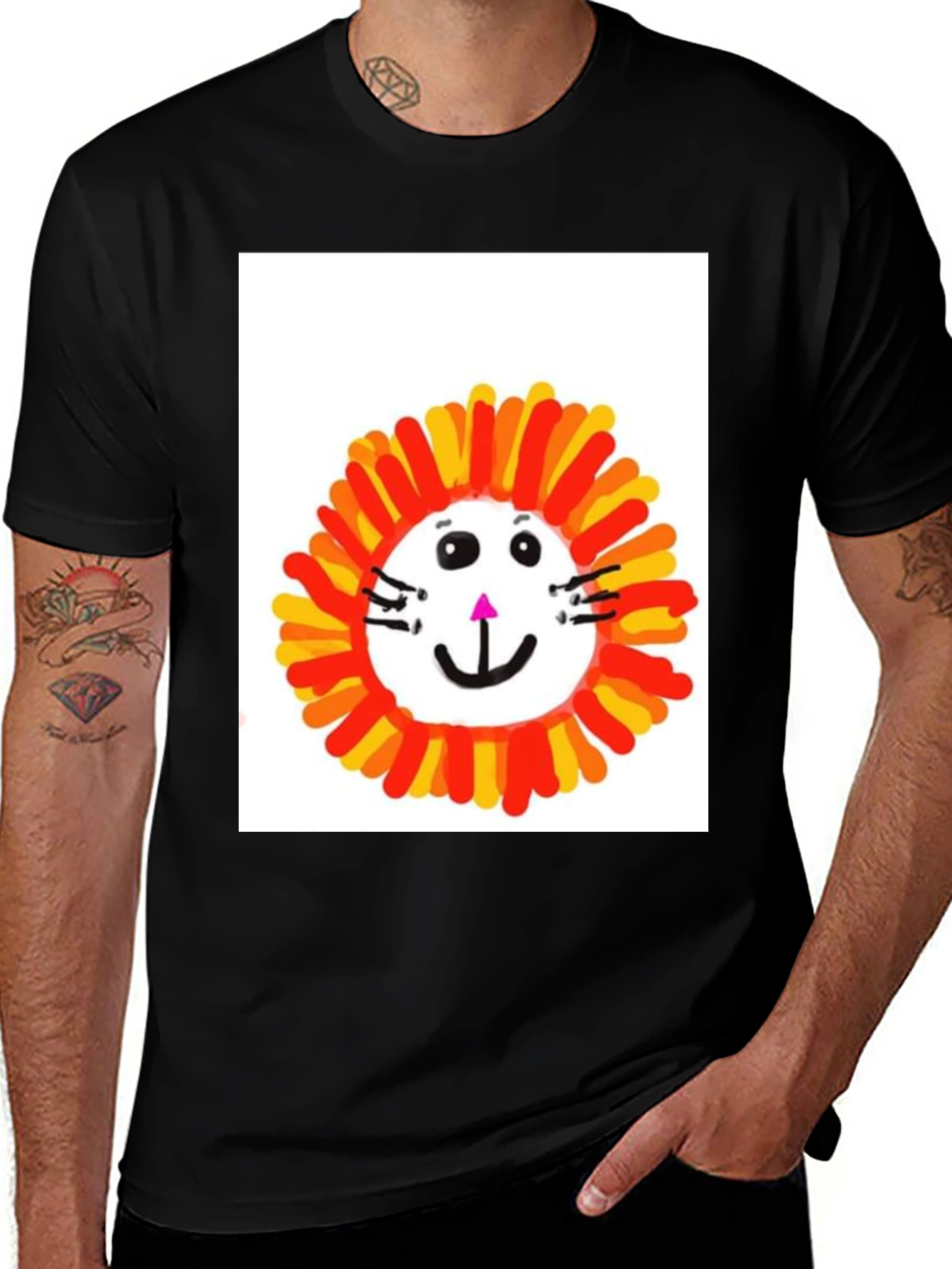 Variant 22 of Fun Lion Graphic Tee - Black Cotton T-Shirt