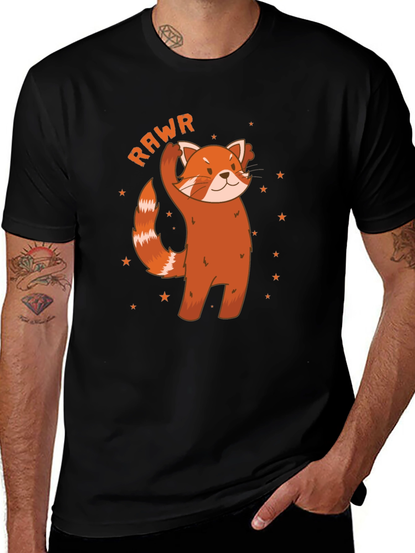 Variant 22 of Rawr Red Panda T-Shirt - Men's Black Tee