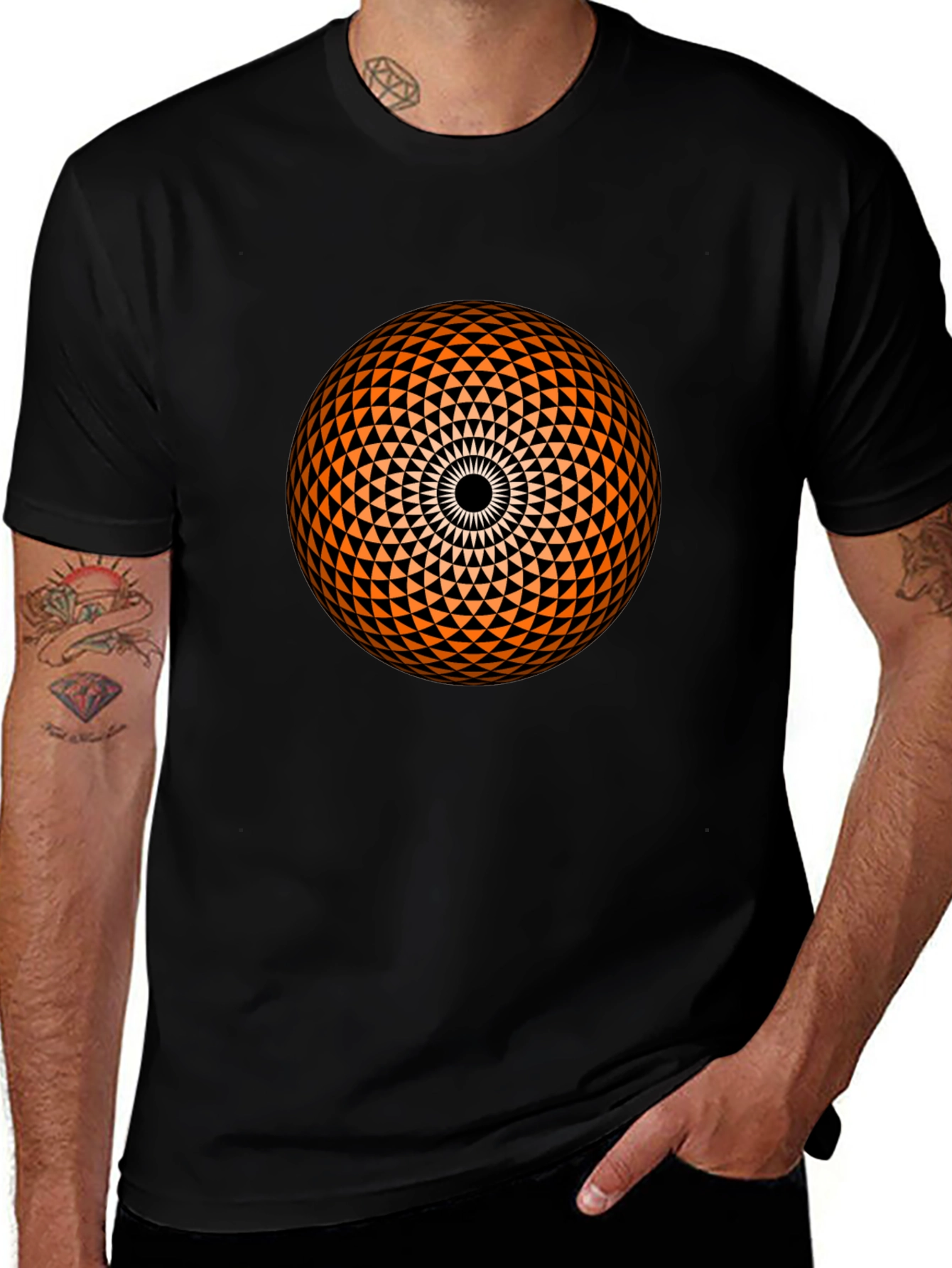 Variant 30 of Geometric Sphere Graphic Black T-Shirt