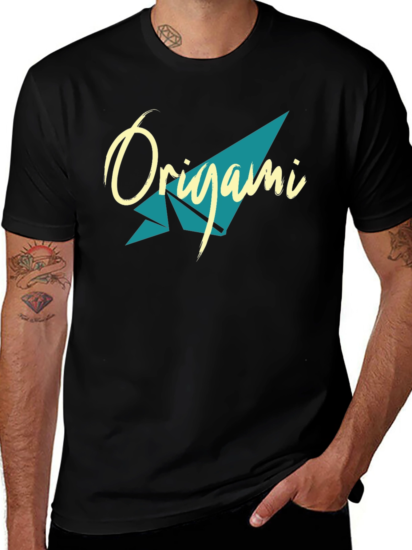 Origami Graphic Tee - Stylish & Comfortable Black T-Shirt
