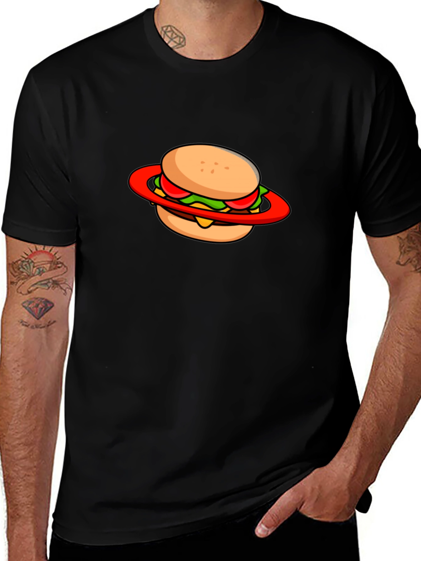 Variant 11 of Saturn Burger Graphic T-Shirt - Black