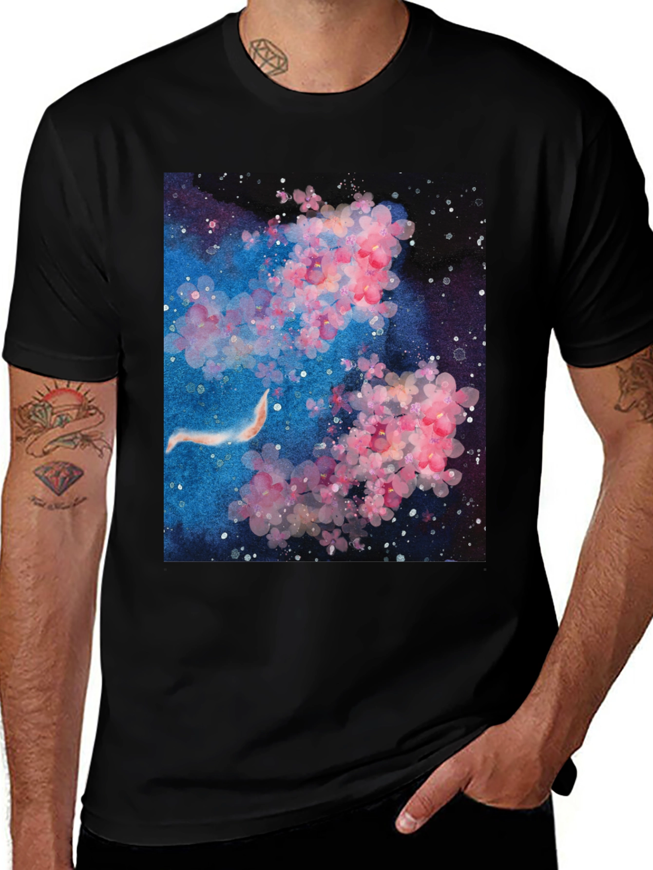 Variant 7 of Blossom Koi Fish Graphic Tee - Stylish Comfort