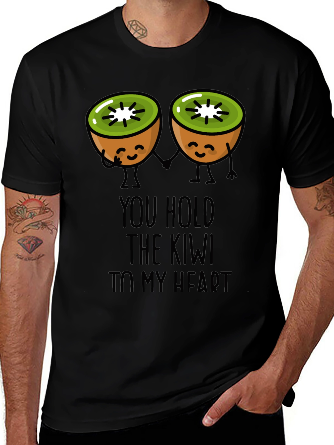 Variant 15 of You Hold the Kiwi to My Heart Black Graphic Tee
