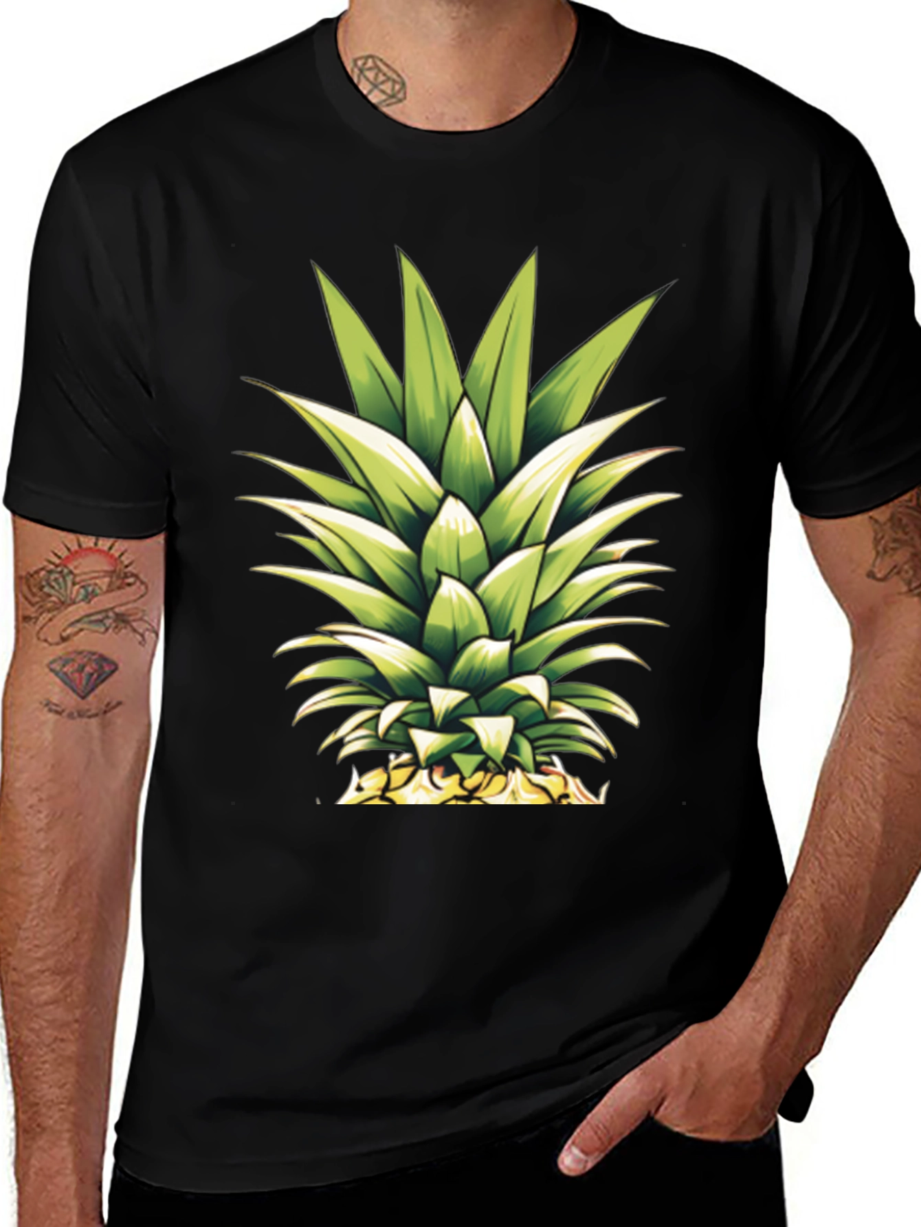 Variant 25 of Pineapple Graphic Black T-Shirt - Tropical Vibes