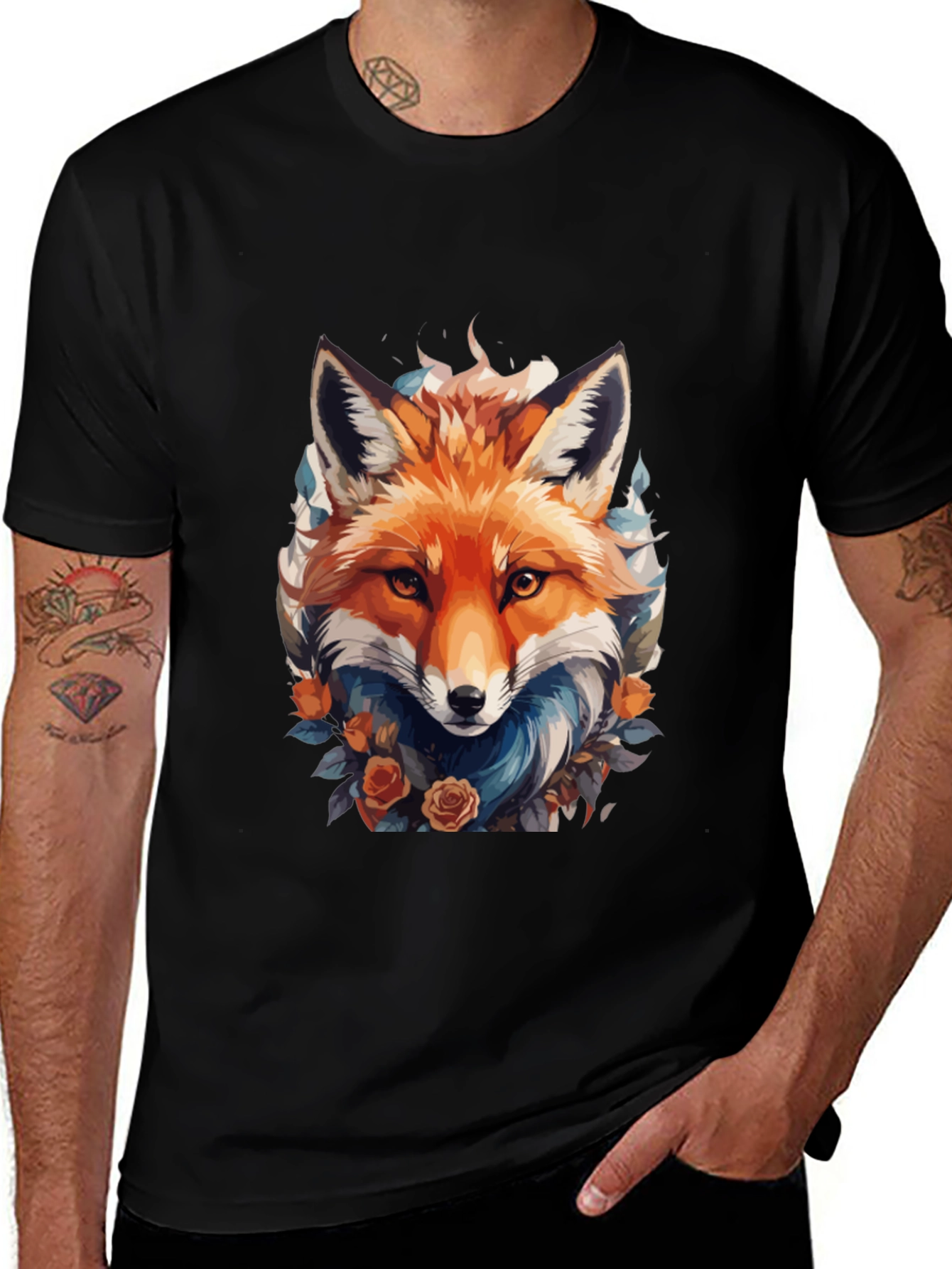 Variant 19 of Fox Floral T-Shirt - Men's Graphic Tee