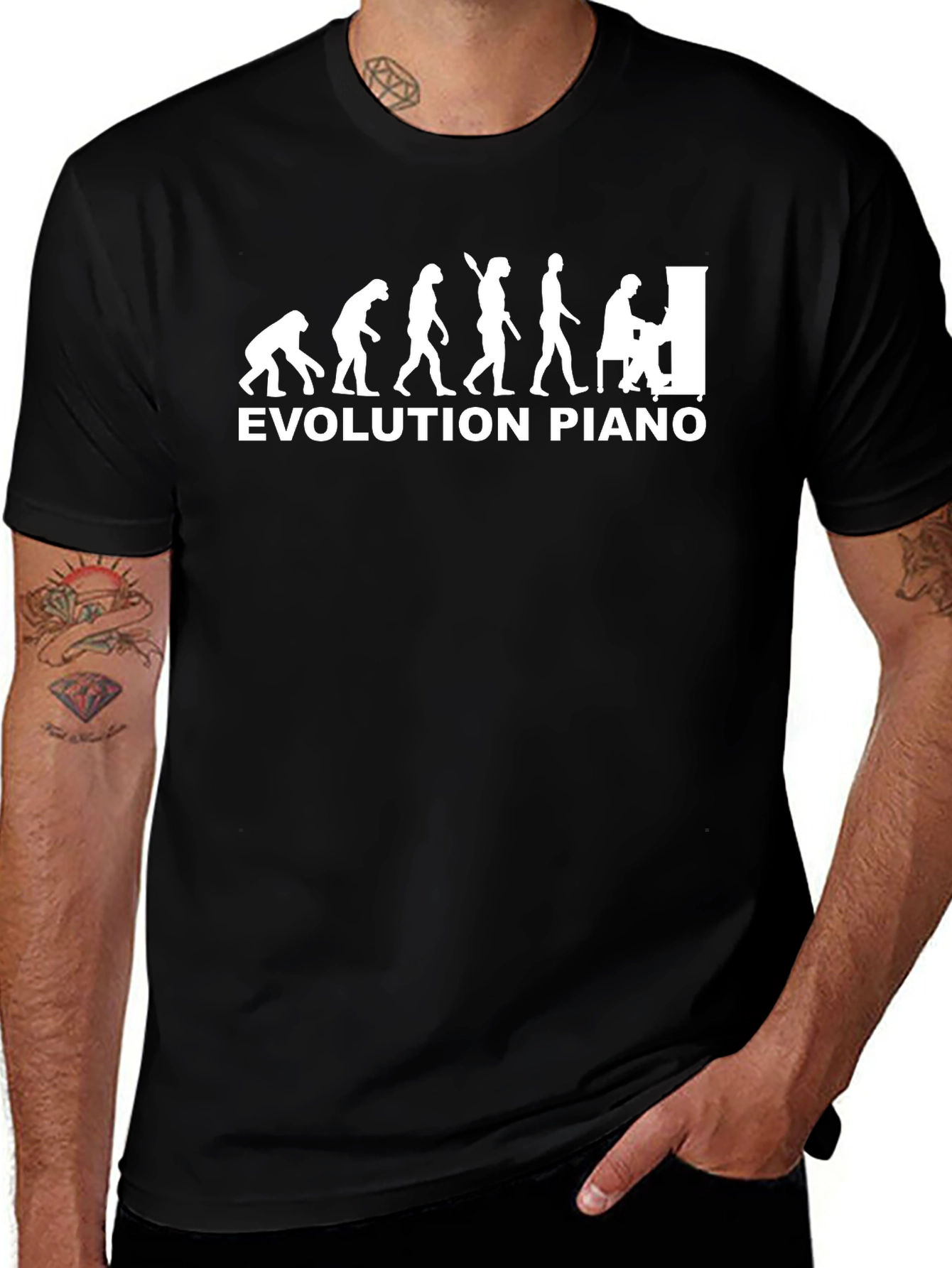 Variant 28 of Evolution Piano T-Shirt - Black Cotton Tee