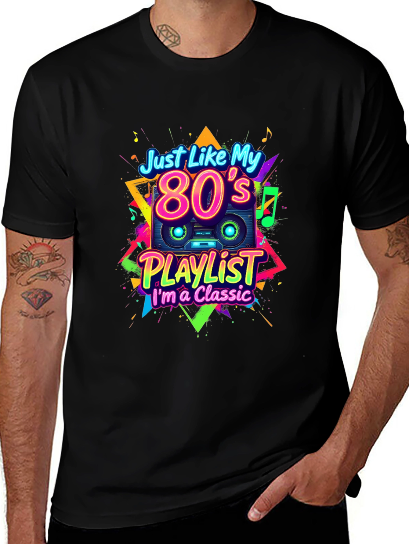 Variant 15 of 80's Playlist Classic Black T-Shirt