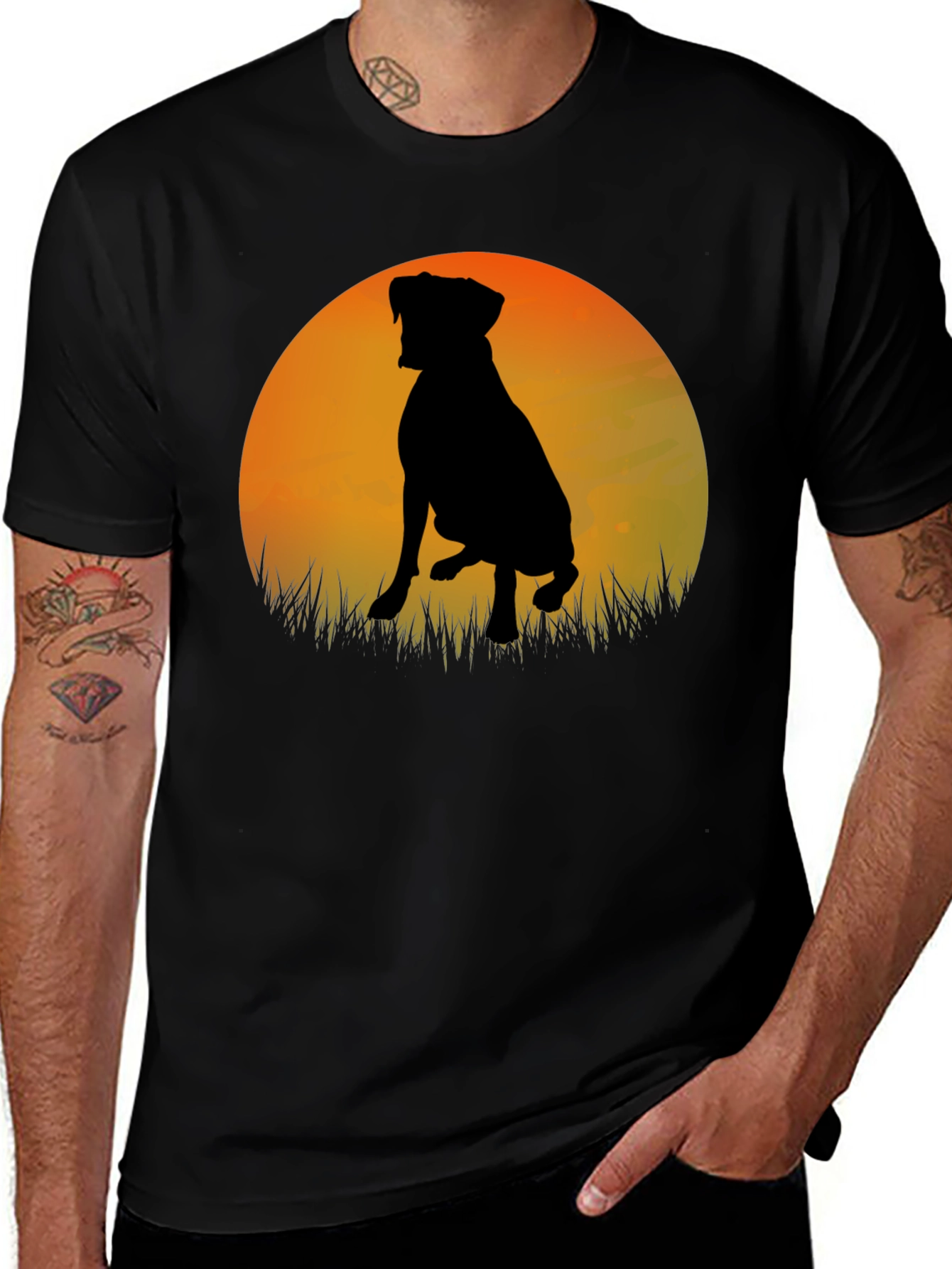 Variant 24 of Dog Silhouette T-Shirt - Sunset Design