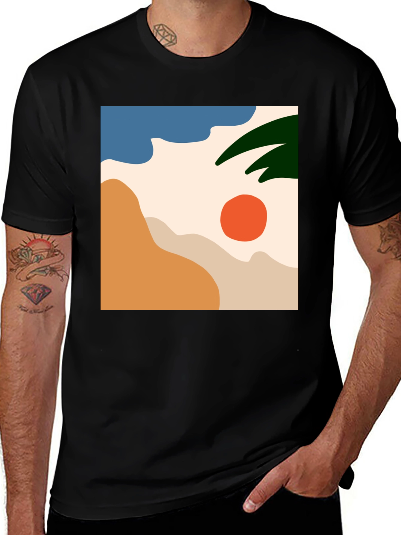 Abstract Beach Graphic Tee - Casual Comfort
