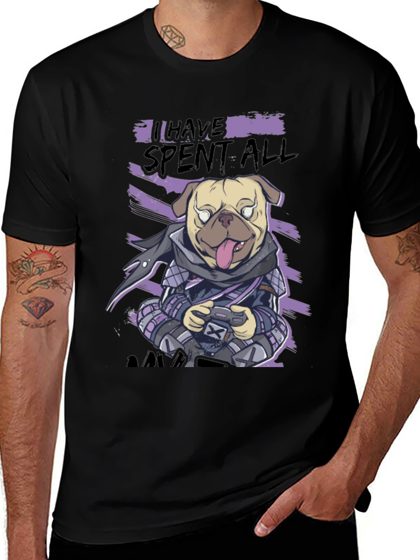 Variant 11 of Gamer Pug Graphic T-Shirt - "I Have Spent All"
