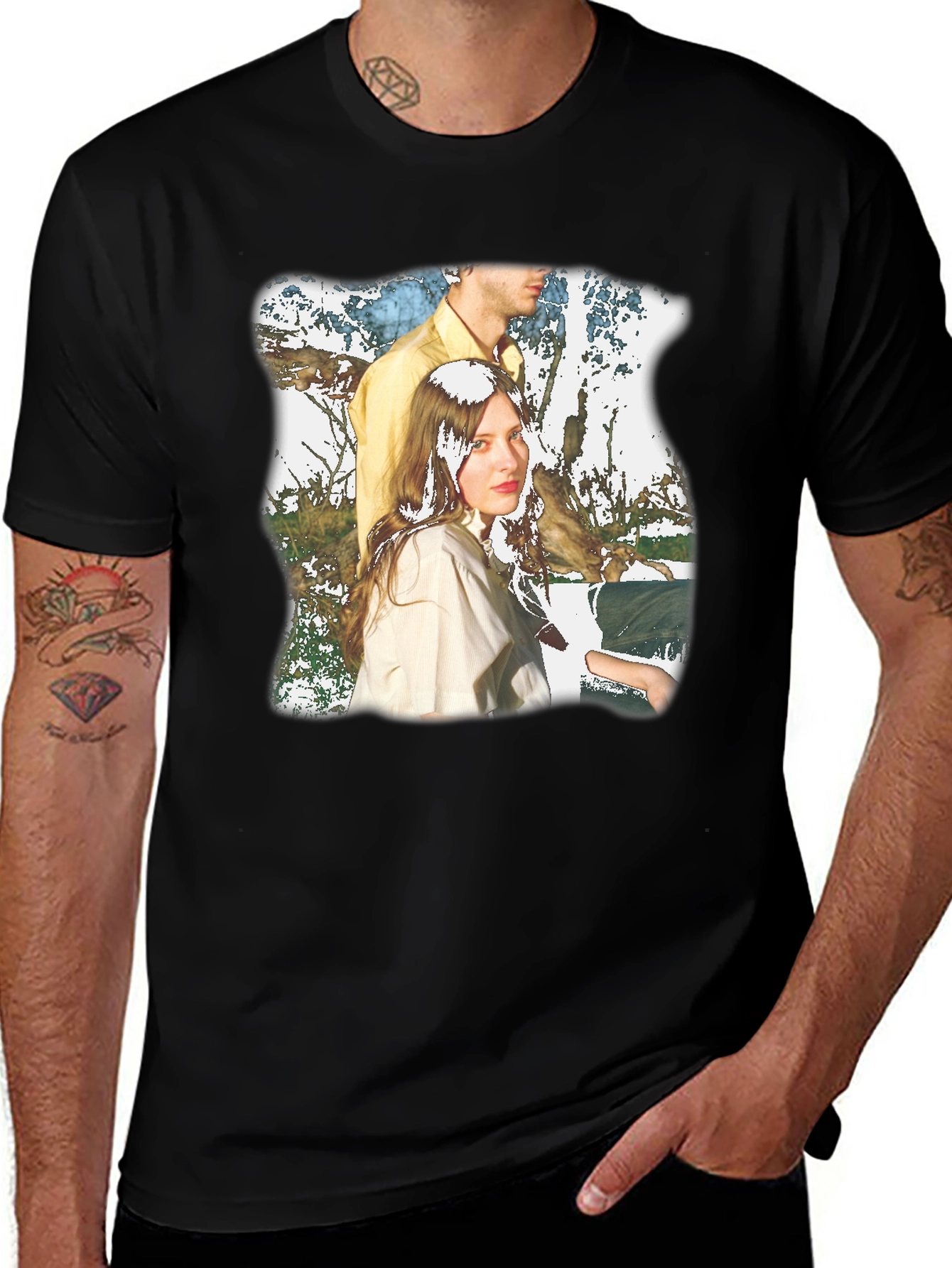 Variant 18 of Retro Style Portrait Graphic Black T-Shirt