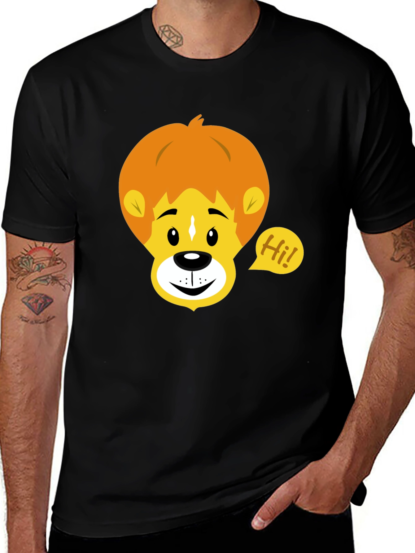 Variant 25 of Cartoon Lion Graphic Tee - Black