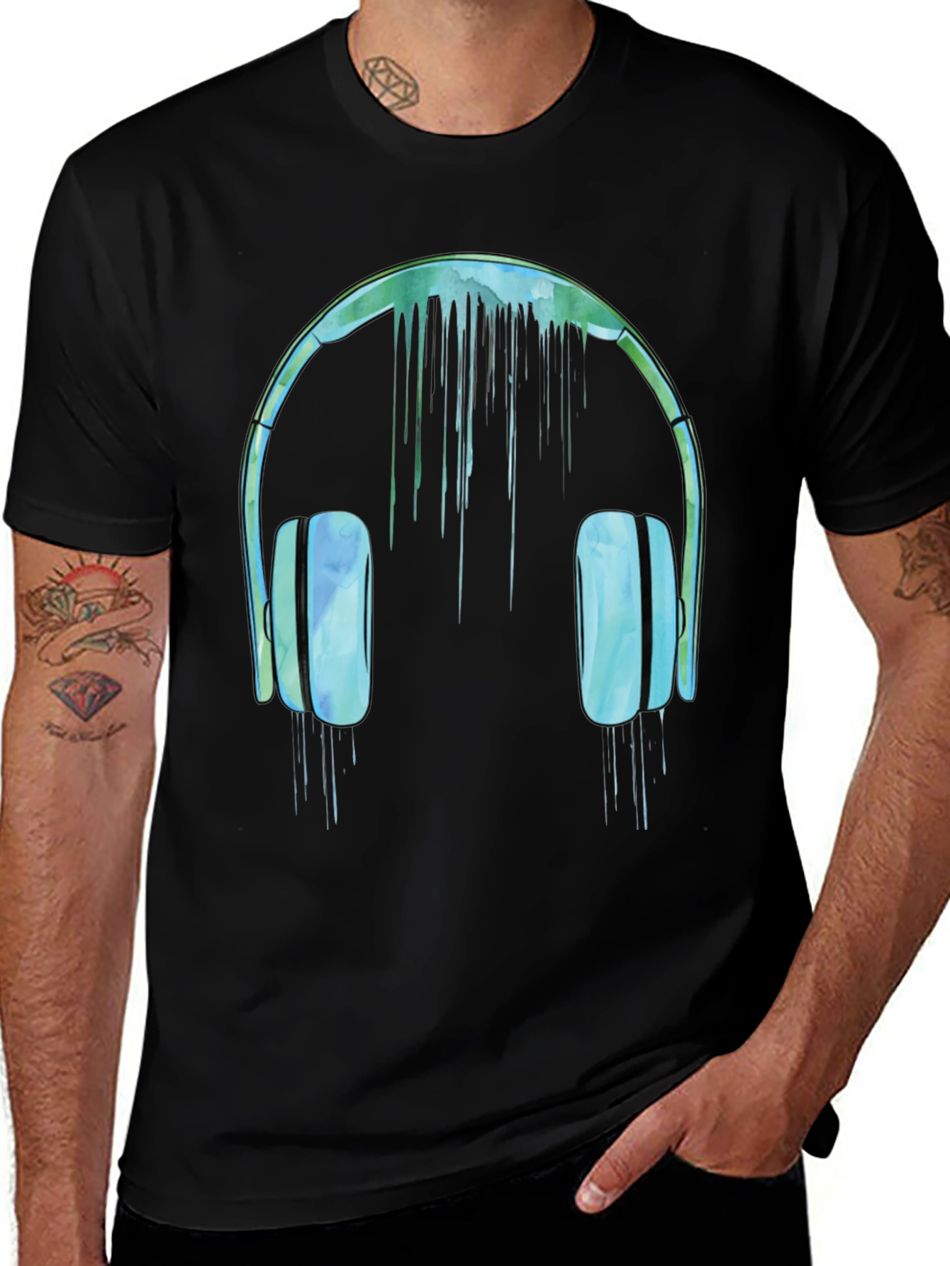 Variant 11 of Watercolor Headphones Graphic T-Shirt