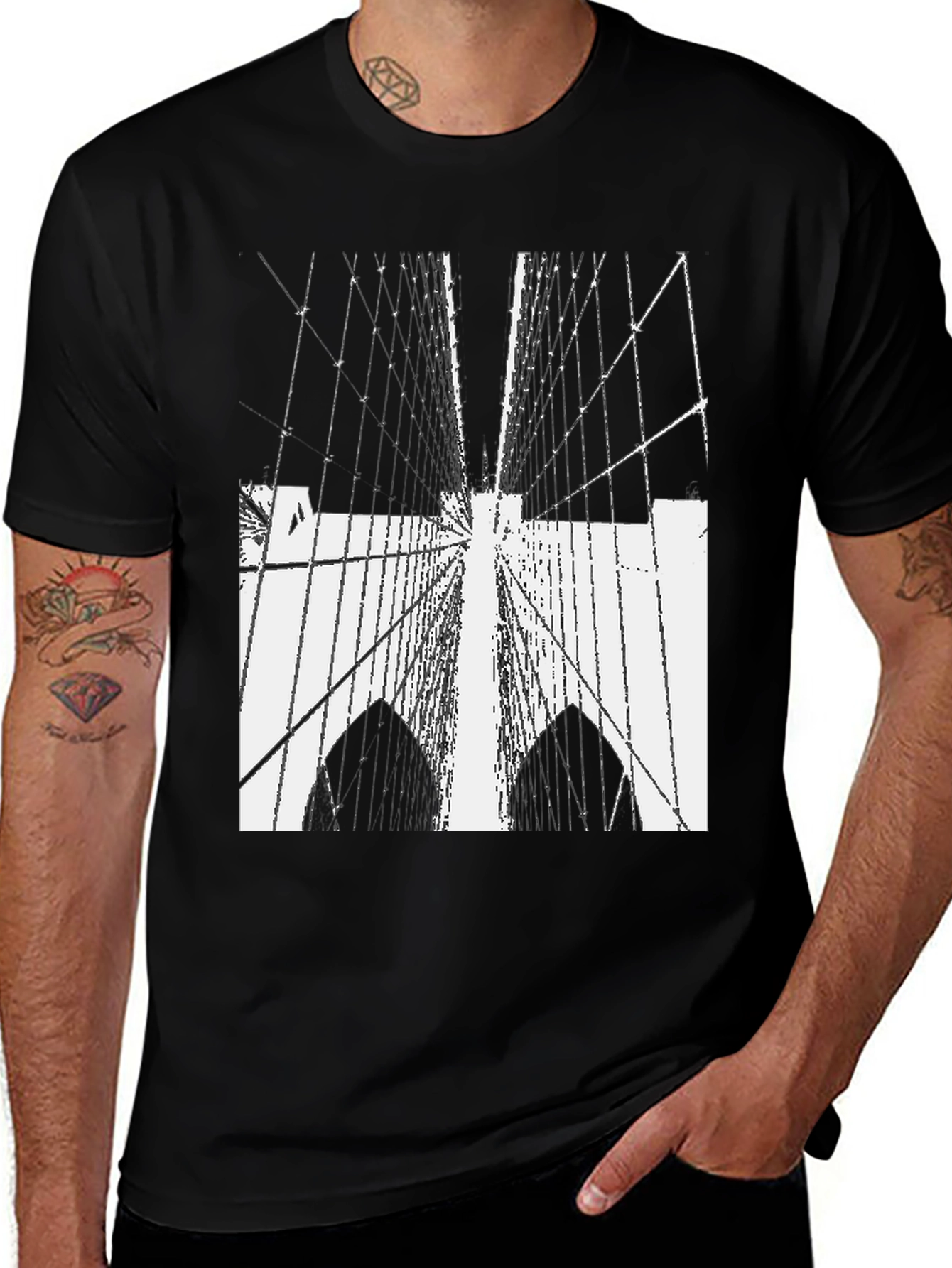 Variant 5 of Bridge Graphic Tee - Modern Cityscape Style
