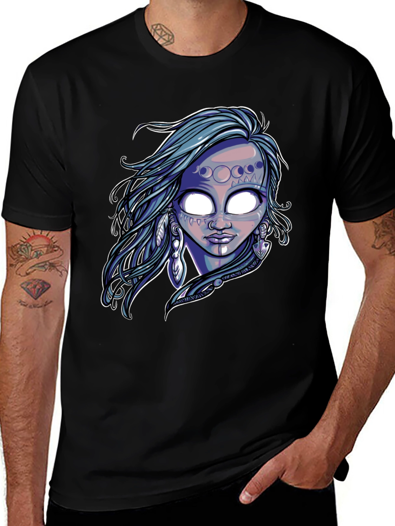 Variant 29 of Mystic Moon Goddess Graphic Tee - Black