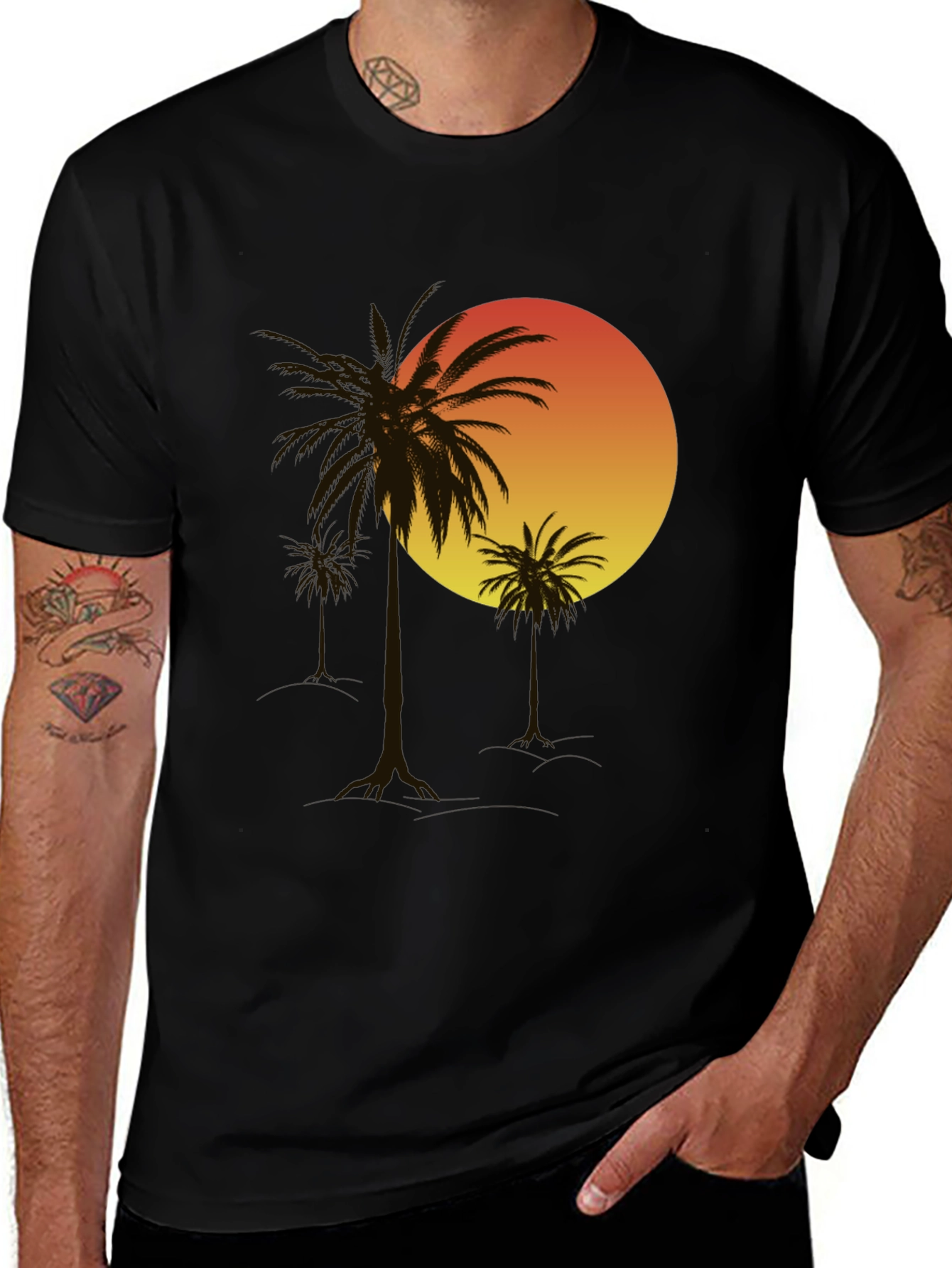 Variant 18 of Palm Tree Sunset Graphic Tee