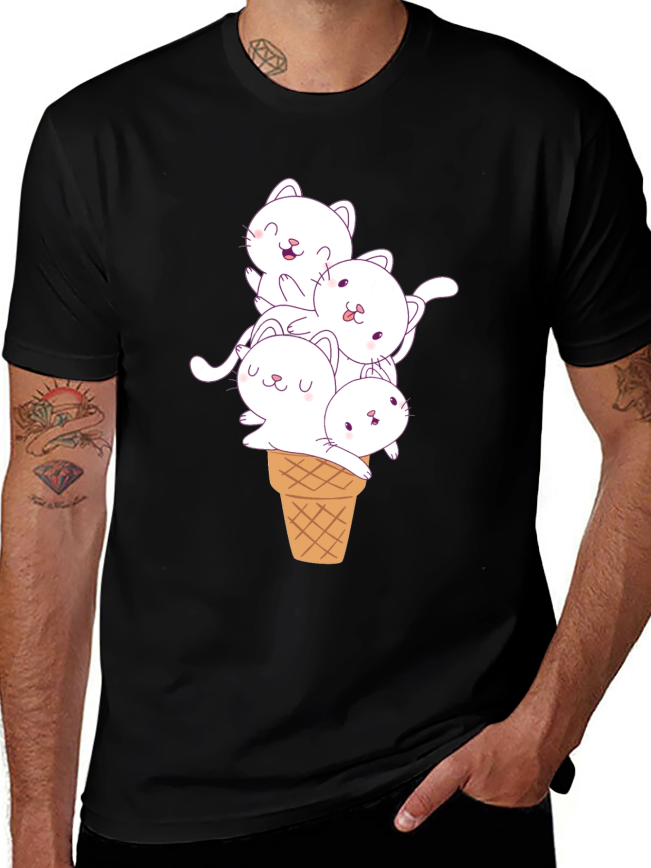 Variant 11 of Cute Cats in Ice Cream Cone Graphic Tee