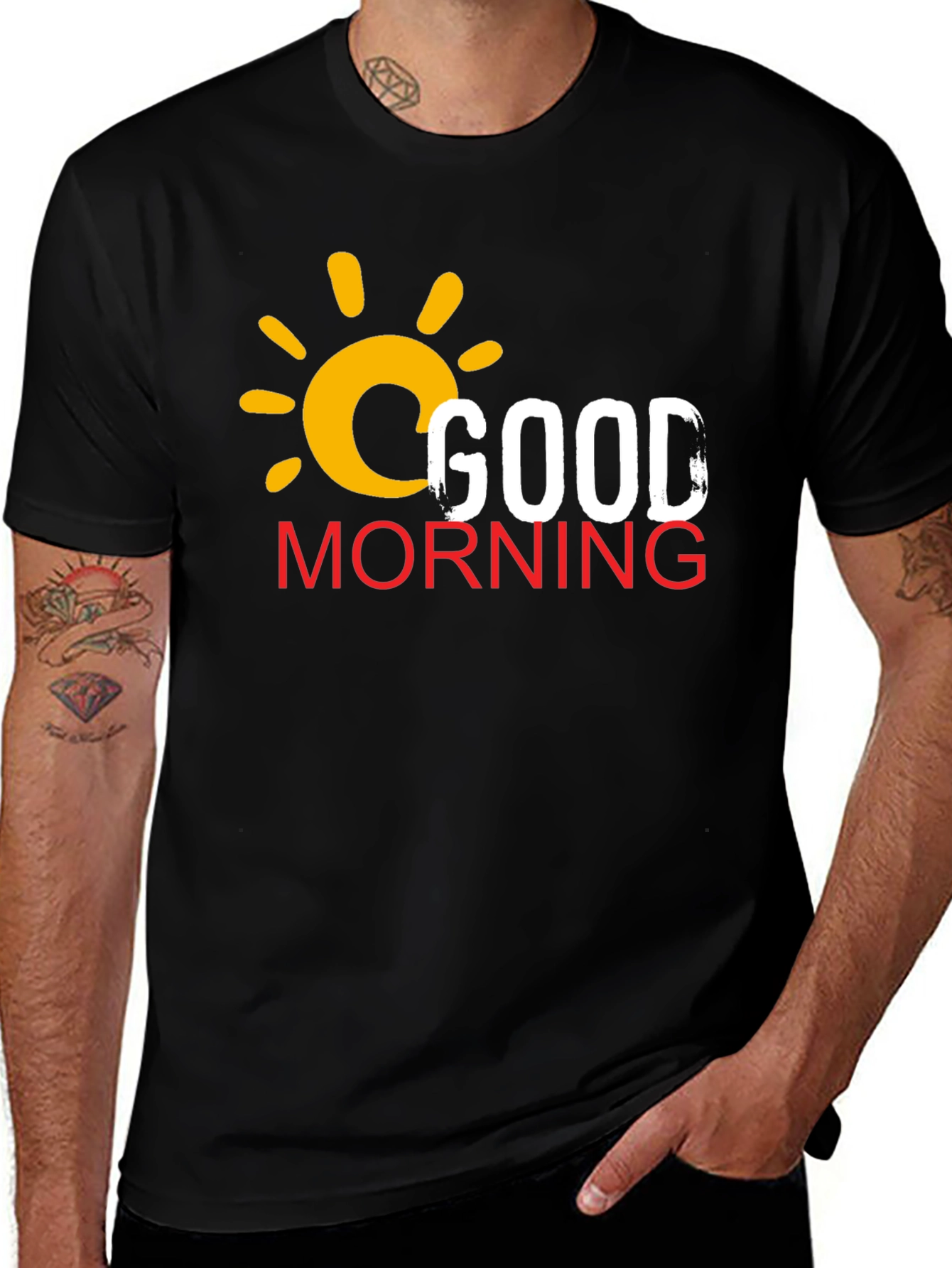 Good Morning Graphic Print Black T-Shirt