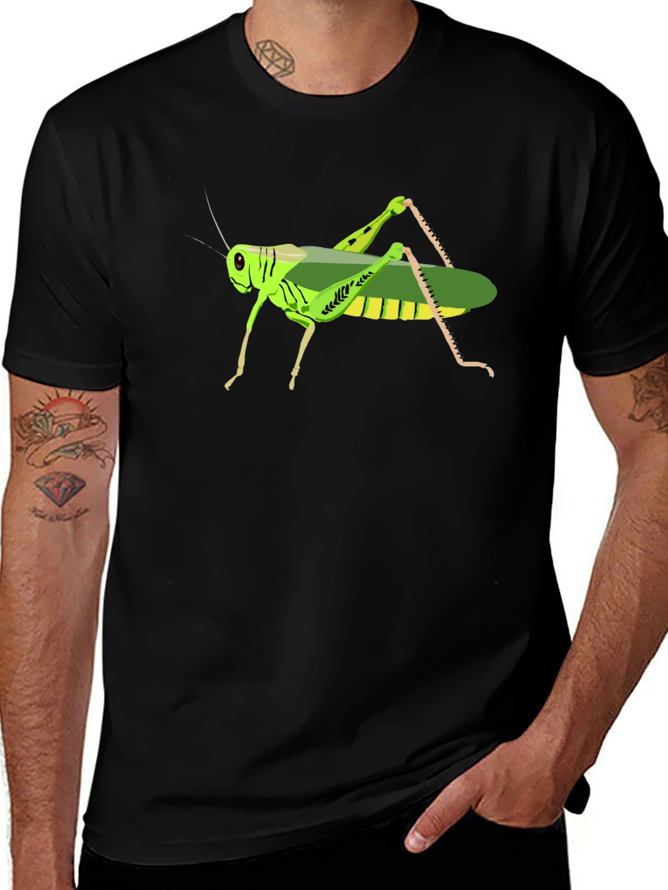Grasshopper Graphic Tee - Black Cotton T-Shirt