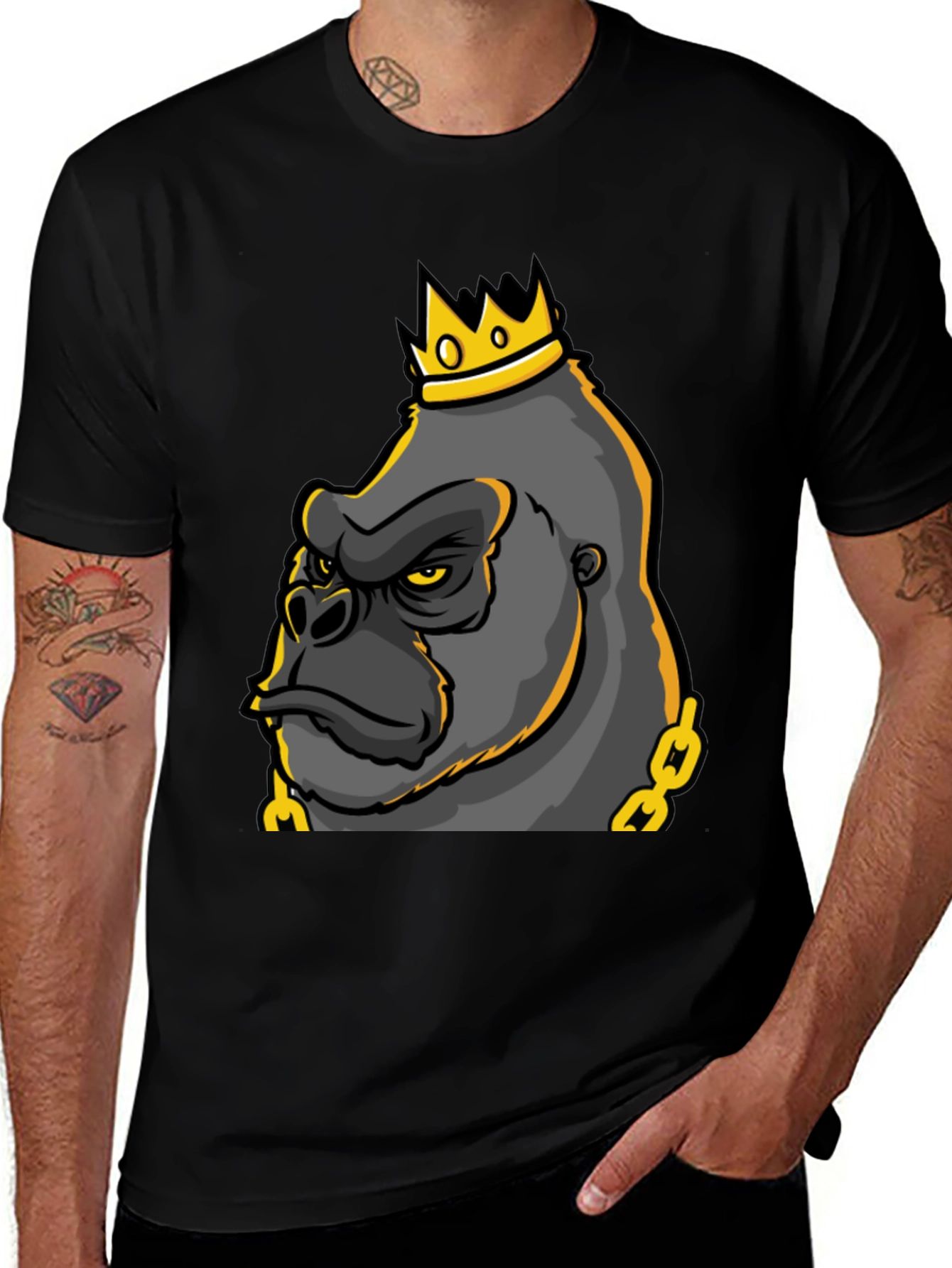 Variant 18 of King Gorilla Graphic Tee - Black Cotton Blend