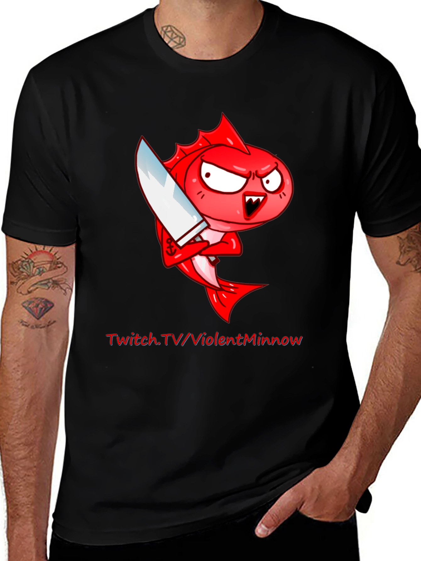 Variant 8 of Violent Minnow Graphic T-Shirt - Black Cotton Tee